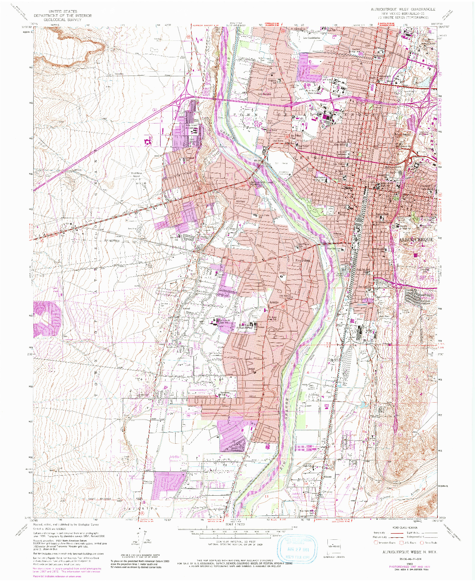 USGS 1:24000-SCALE QUADRANGLE FOR ALBUQUERQUE WEST, NM 1960