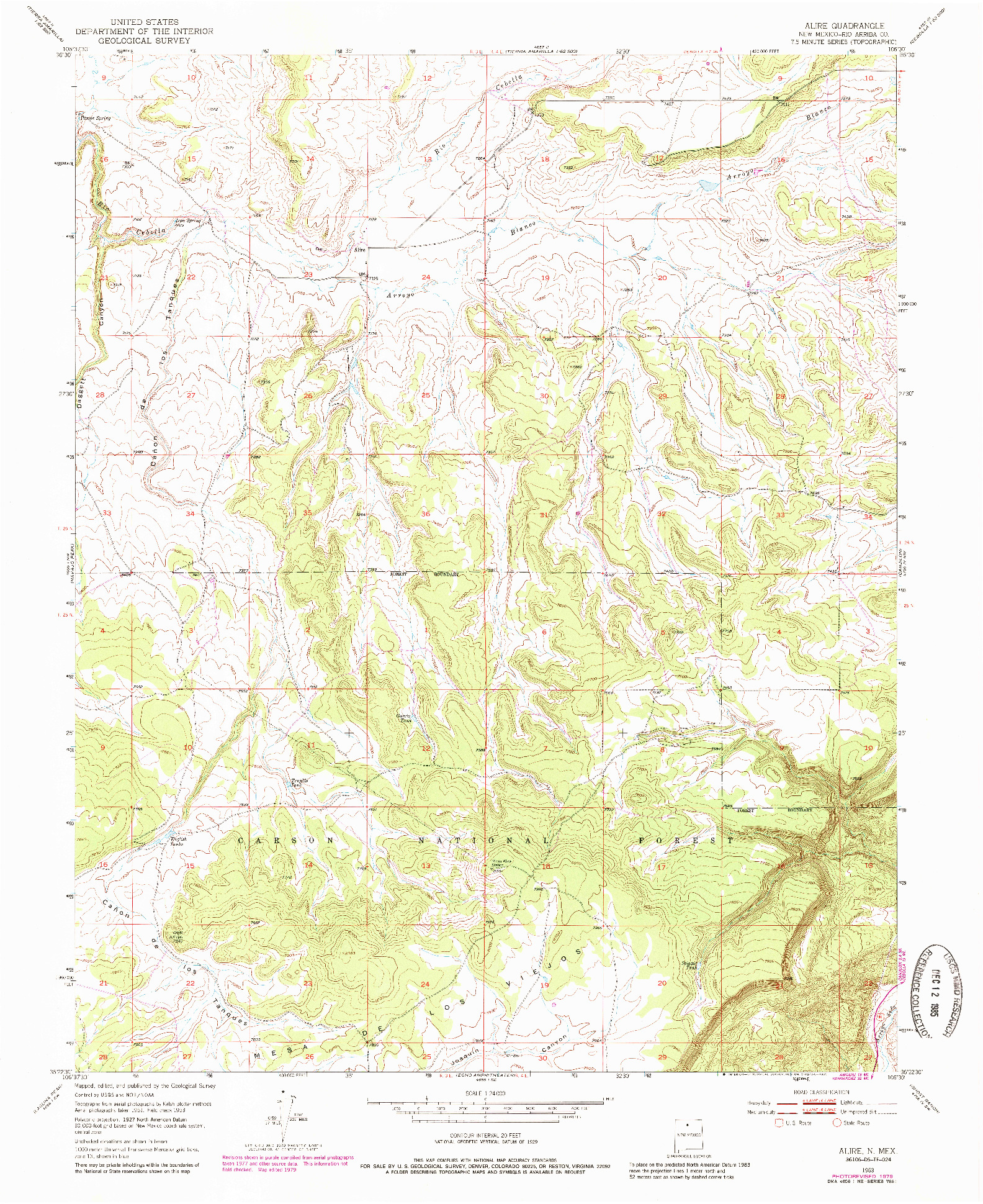 USGS 1:24000-SCALE QUADRANGLE FOR ALIRE, NM 1953