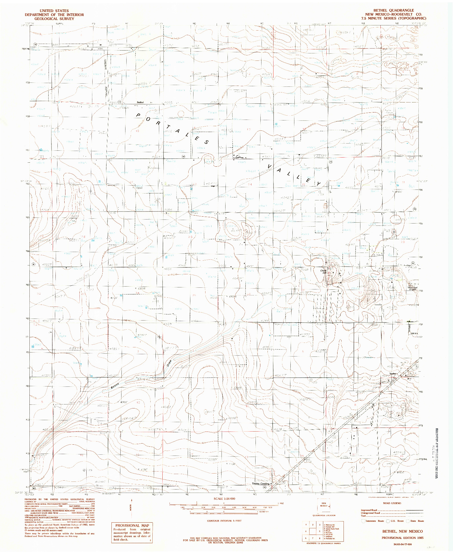 USGS 1:24000-SCALE QUADRANGLE FOR BETHEL, NM 1985