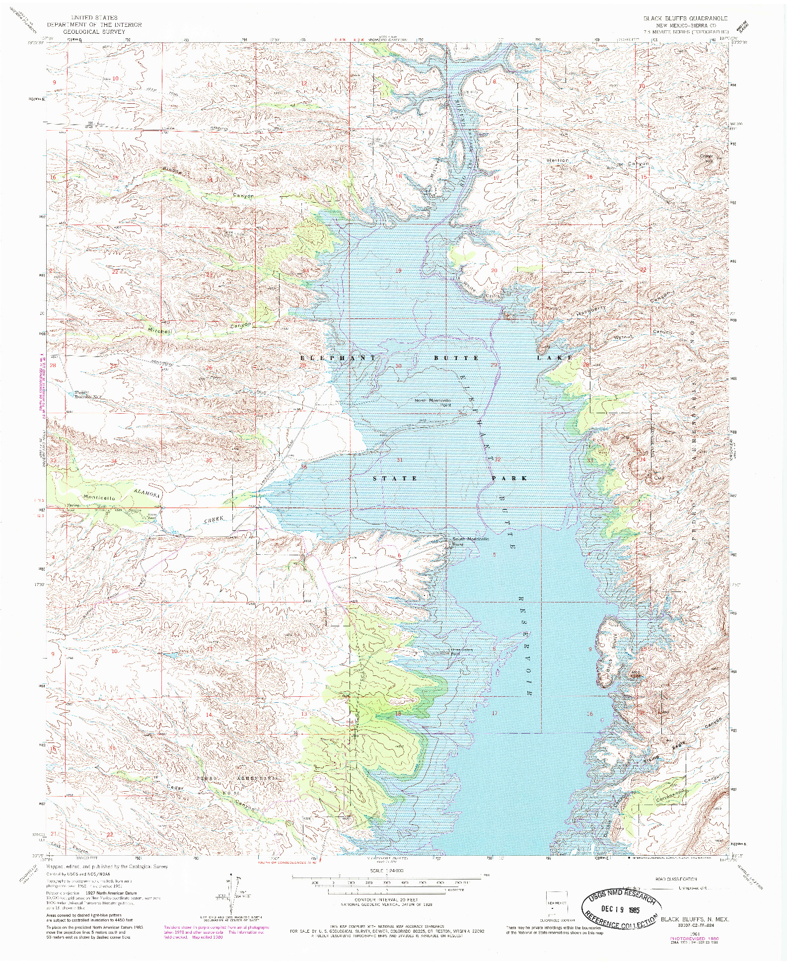 USGS 1:24000-SCALE QUADRANGLE FOR BLACK BLUFFS, NM 1961