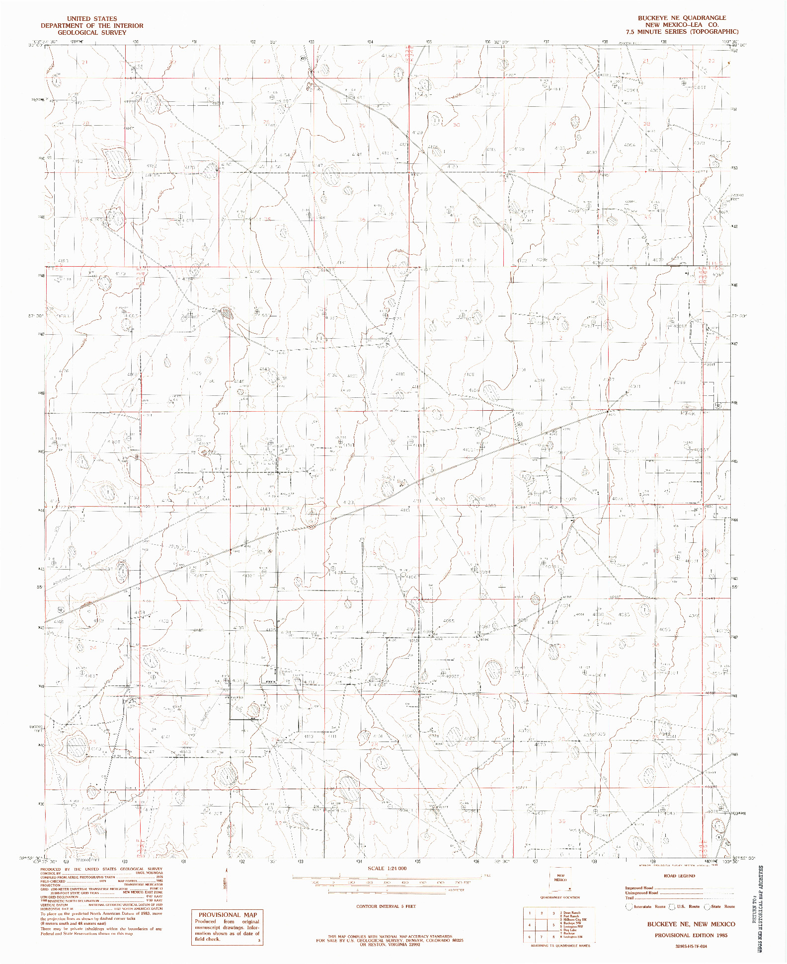 USGS 1:24000-SCALE QUADRANGLE FOR BUCKEYE NE, NM 1985