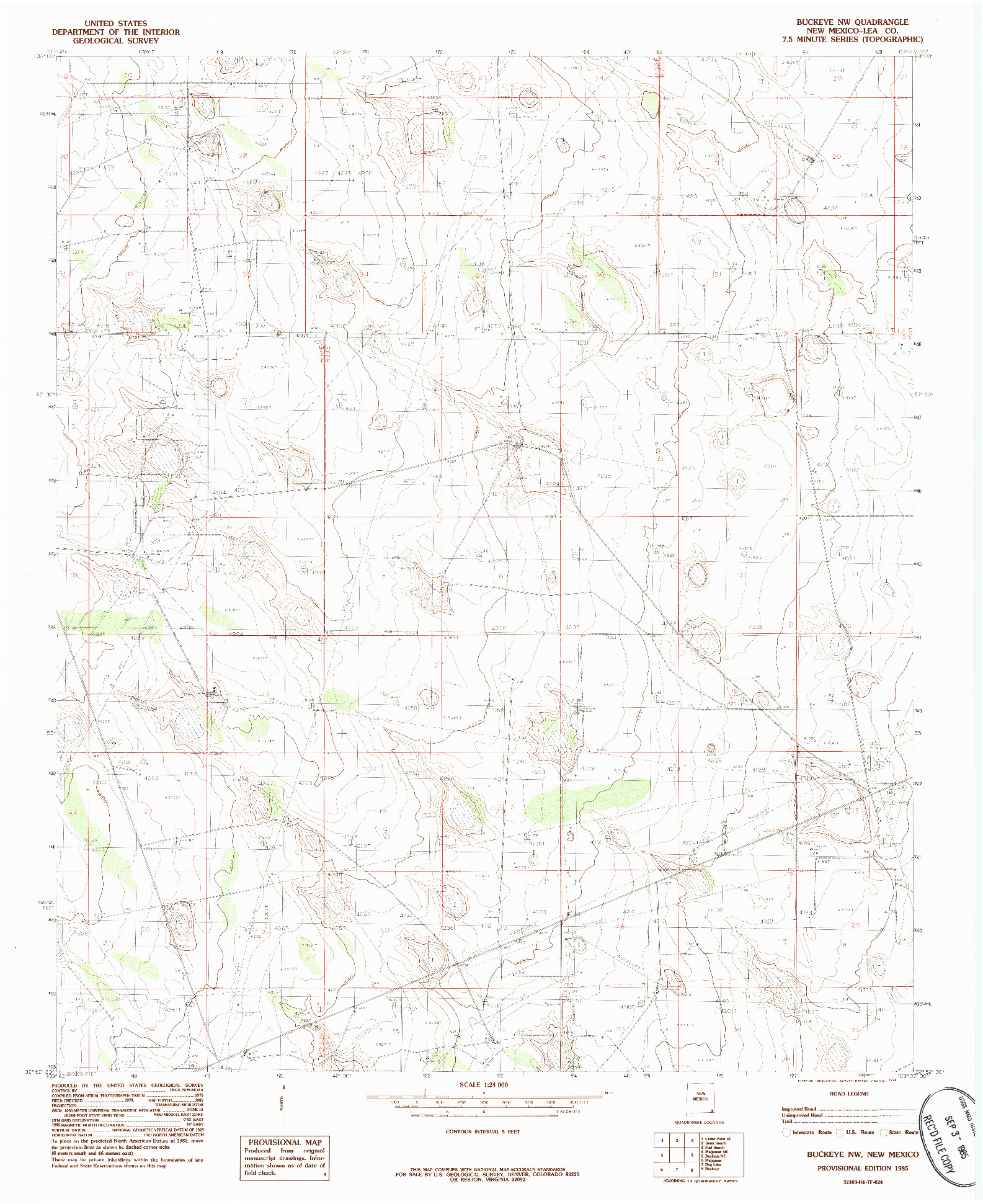USGS 1:24000-SCALE QUADRANGLE FOR BUCKEYE NW, NM 1985