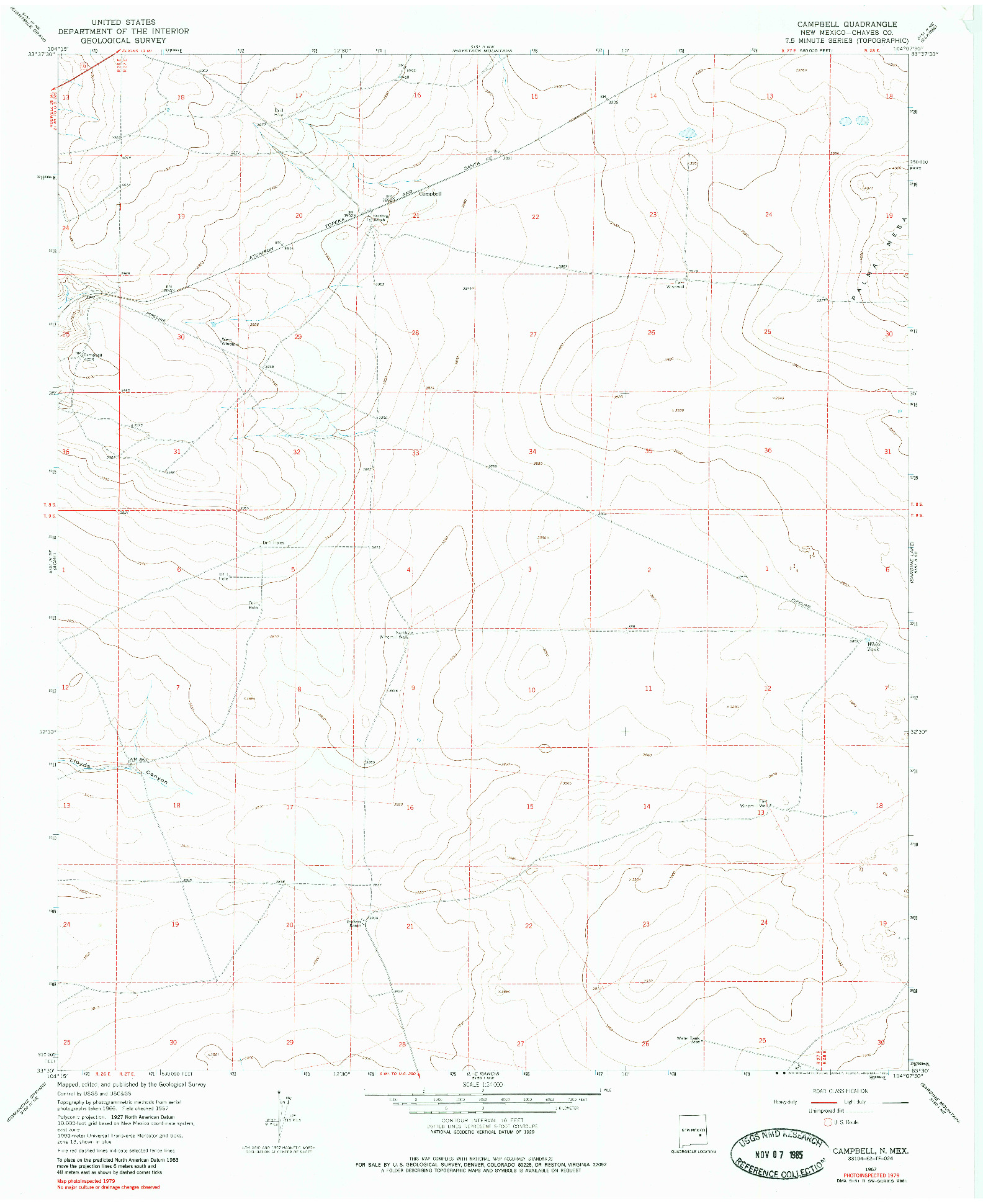 USGS 1:24000-SCALE QUADRANGLE FOR CAMPBELL, NM 1967