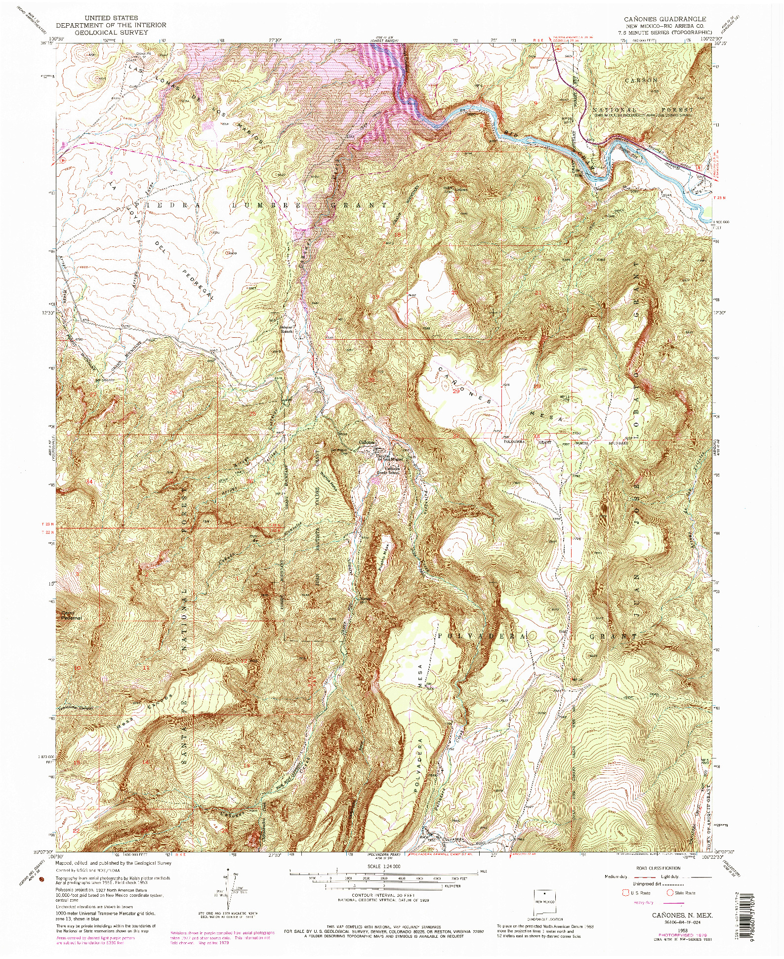 USGS 1:24000-SCALE QUADRANGLE FOR CANONES, NM 1953