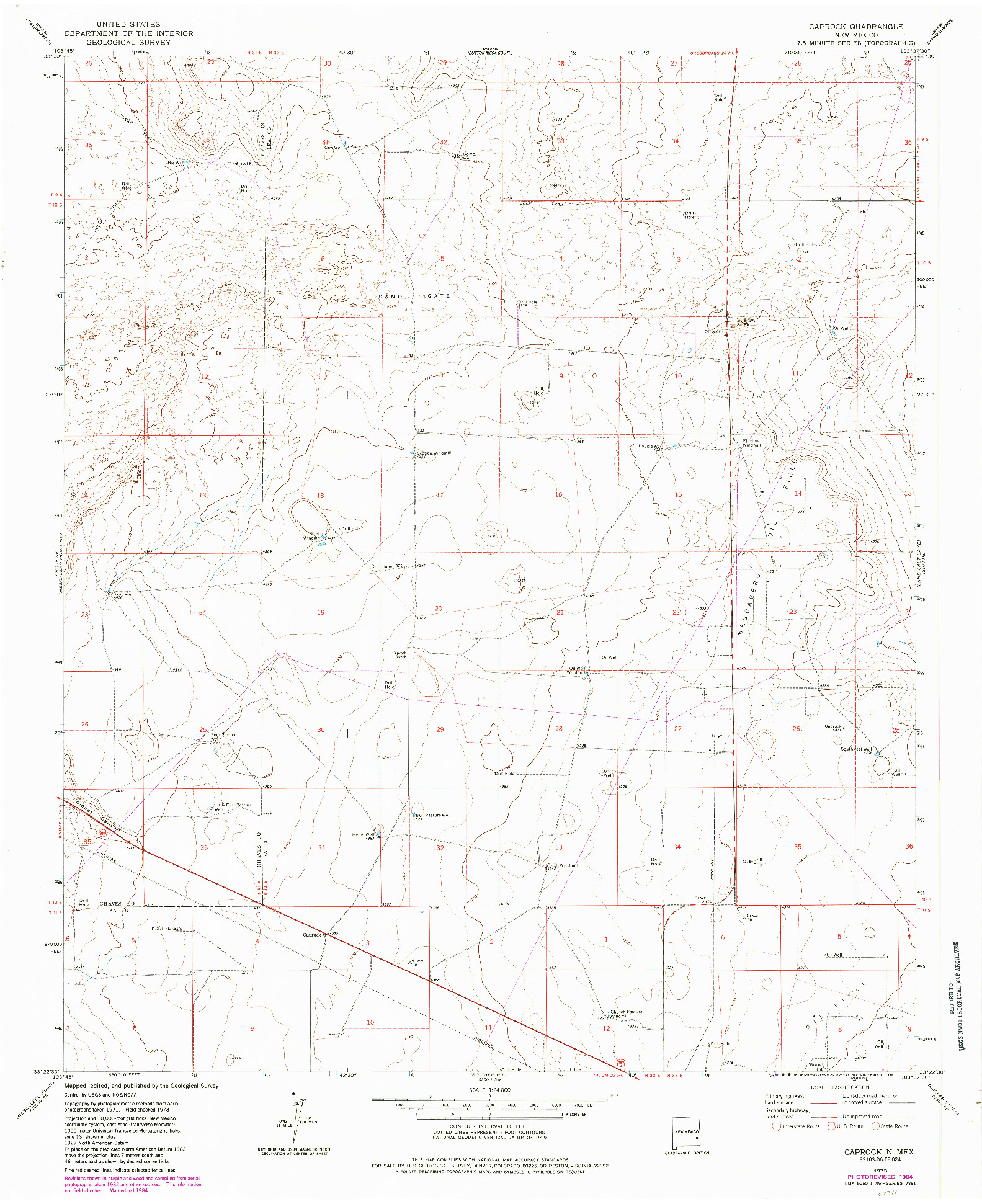 USGS 1:24000-SCALE QUADRANGLE FOR CAPROCK, NM 1973