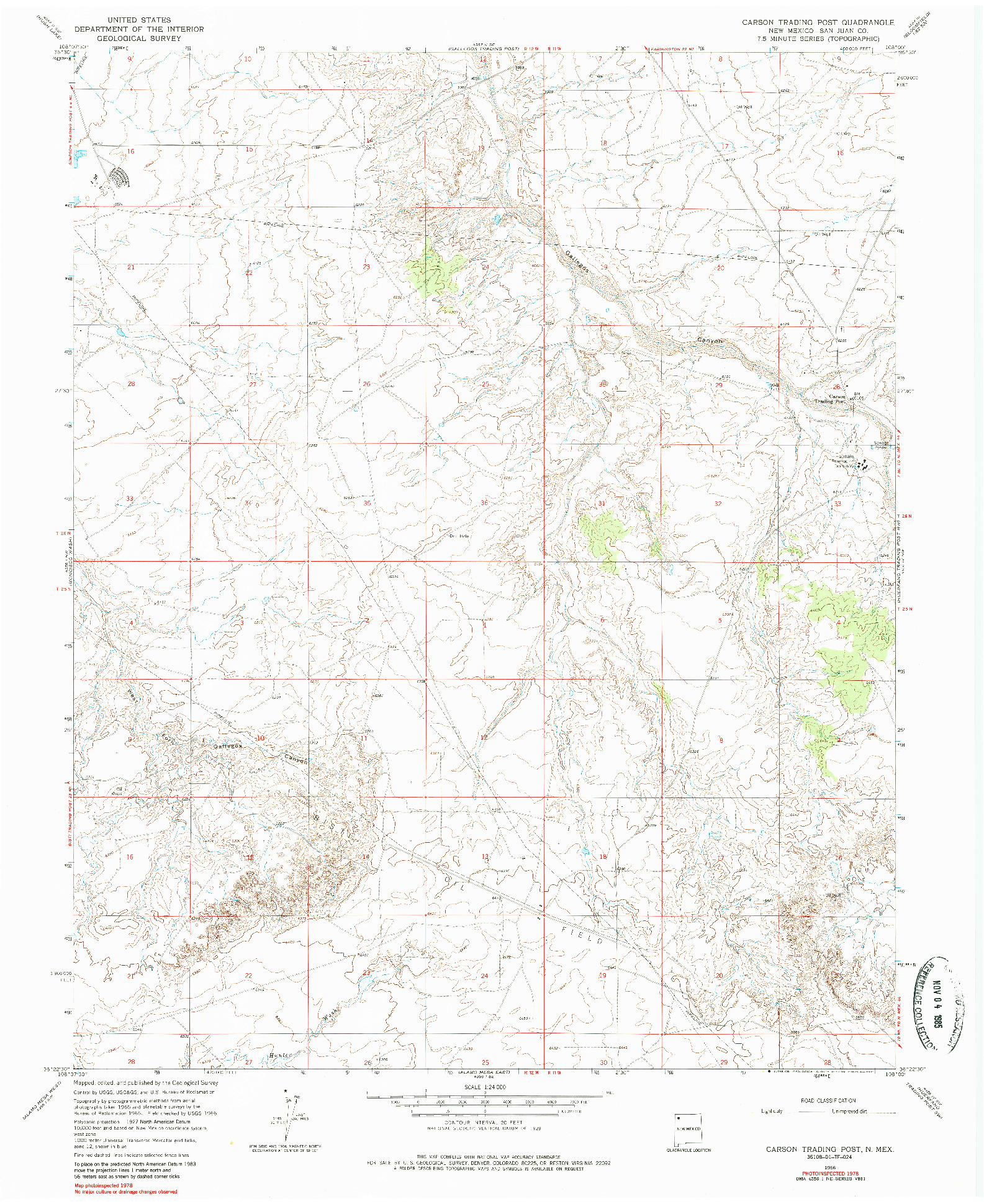 USGS 1:24000-SCALE QUADRANGLE FOR CARSON TRADING POST, NM 1966