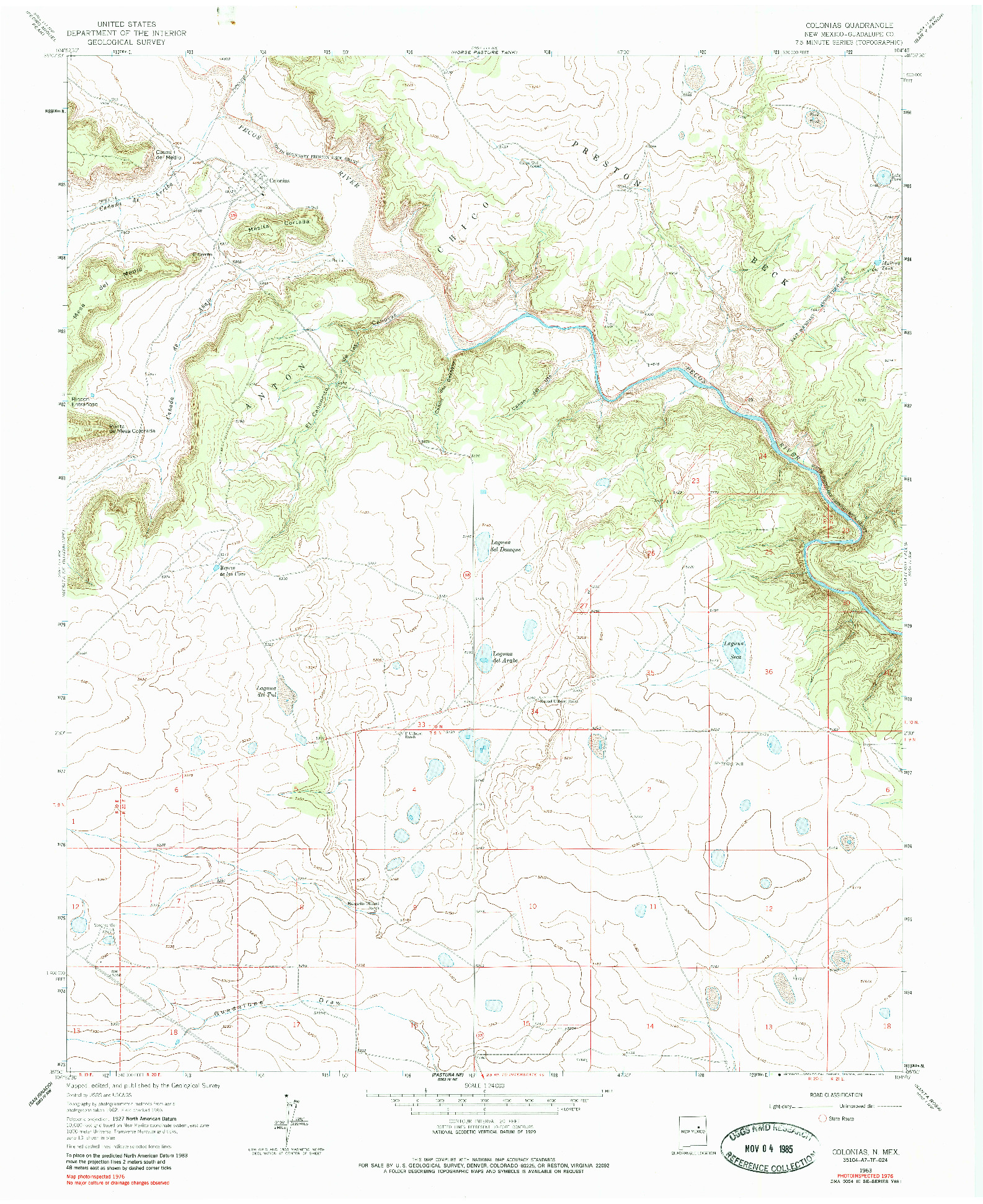 USGS 1:24000-SCALE QUADRANGLE FOR COLONIAS, NM 1963