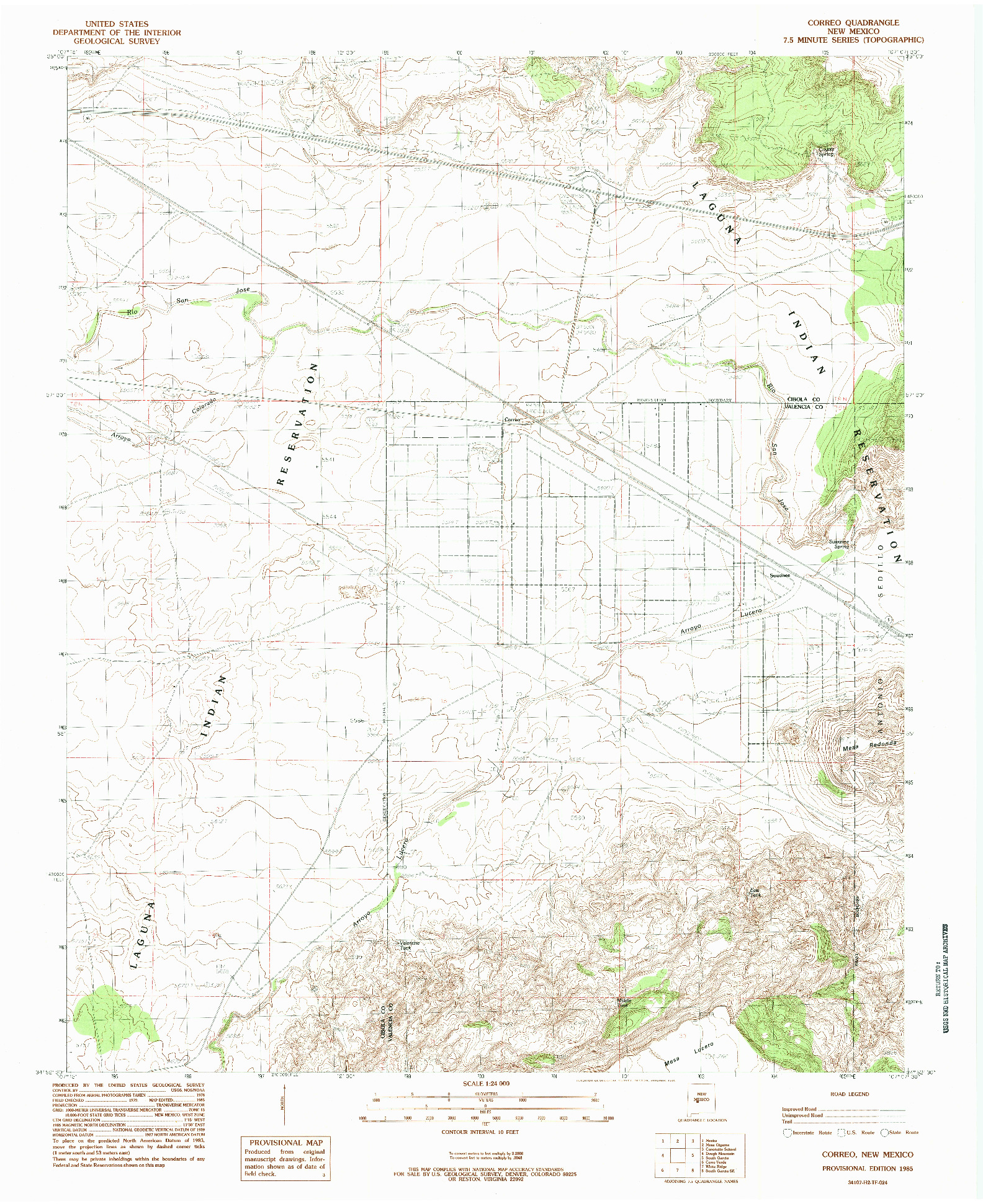 USGS 1:24000-SCALE QUADRANGLE FOR CORREO, NM 1985