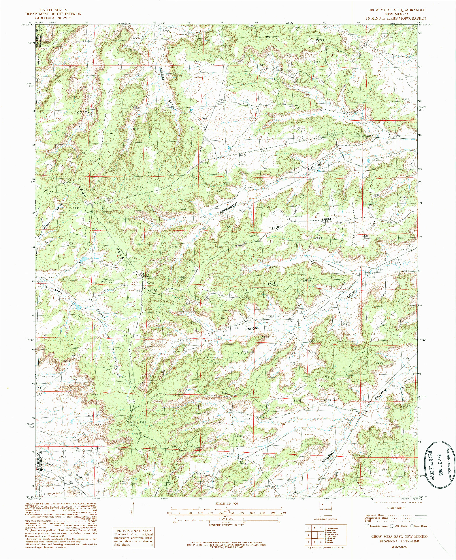 USGS 1:24000-SCALE QUADRANGLE FOR CROW MESA EAST, NM 1985