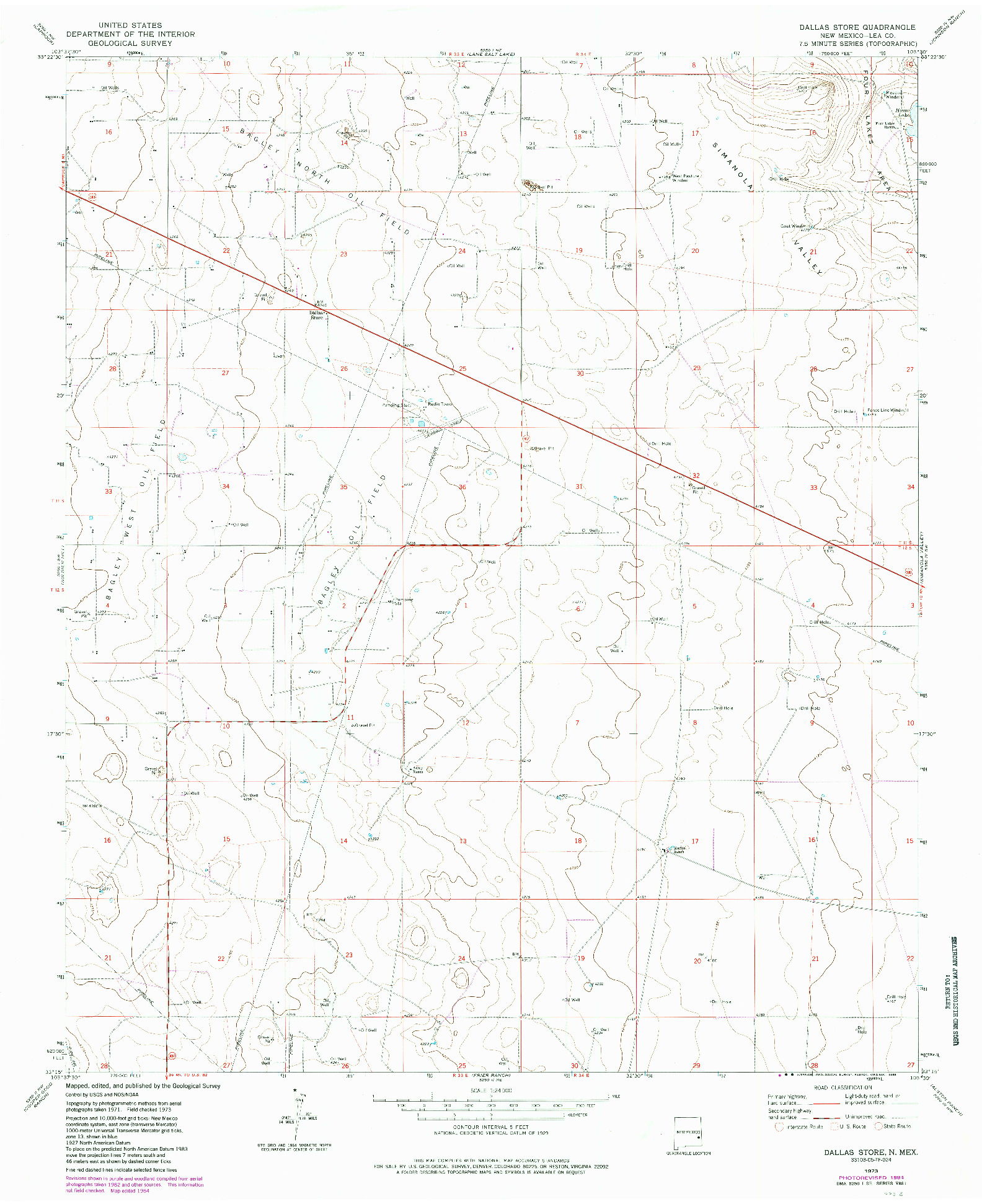 USGS 1:24000-SCALE QUADRANGLE FOR DALLAS STORE NW, NM 1973
