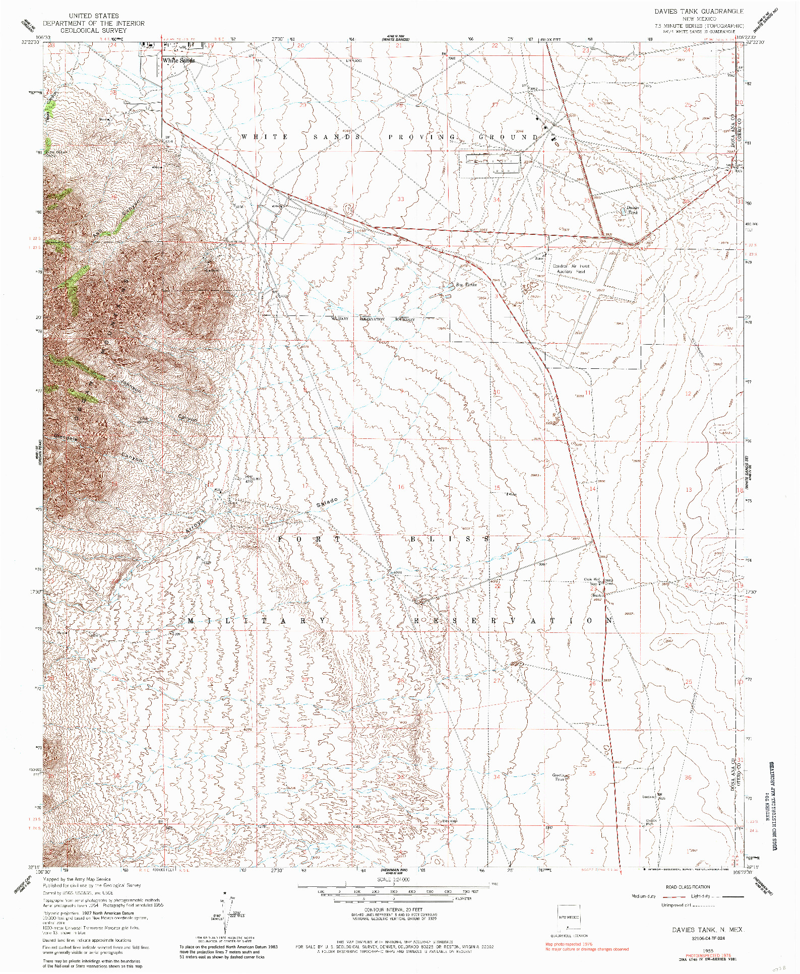 USGS 1:24000-SCALE QUADRANGLE FOR DAVIES TANK, NM 1955