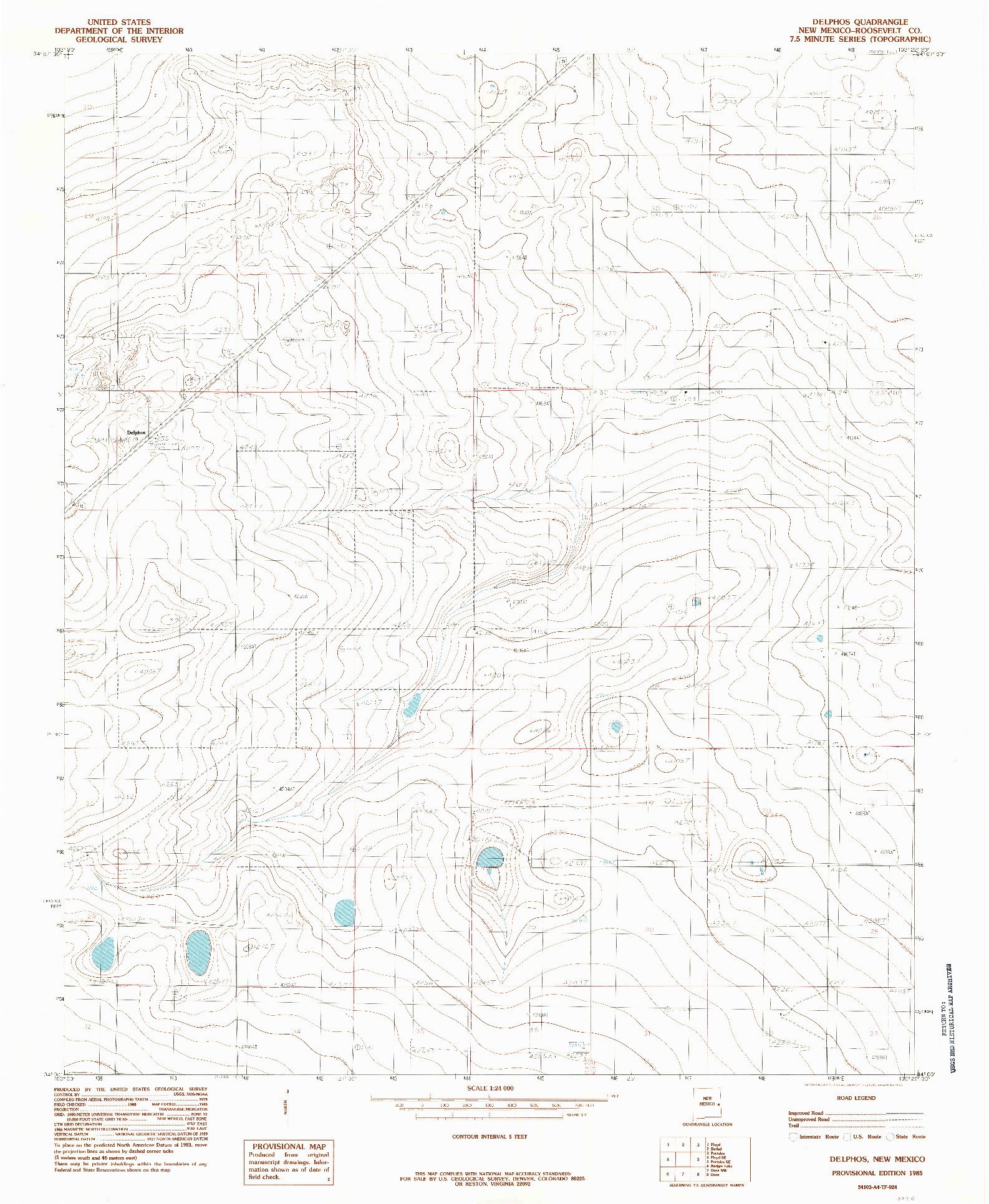 USGS 1:24000-SCALE QUADRANGLE FOR DELPHOS, NM 1985