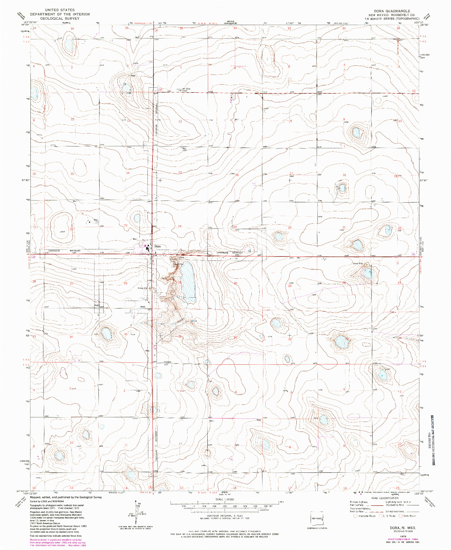 USGS 1:24000-SCALE QUADRANGLE FOR DORA, NM 1972