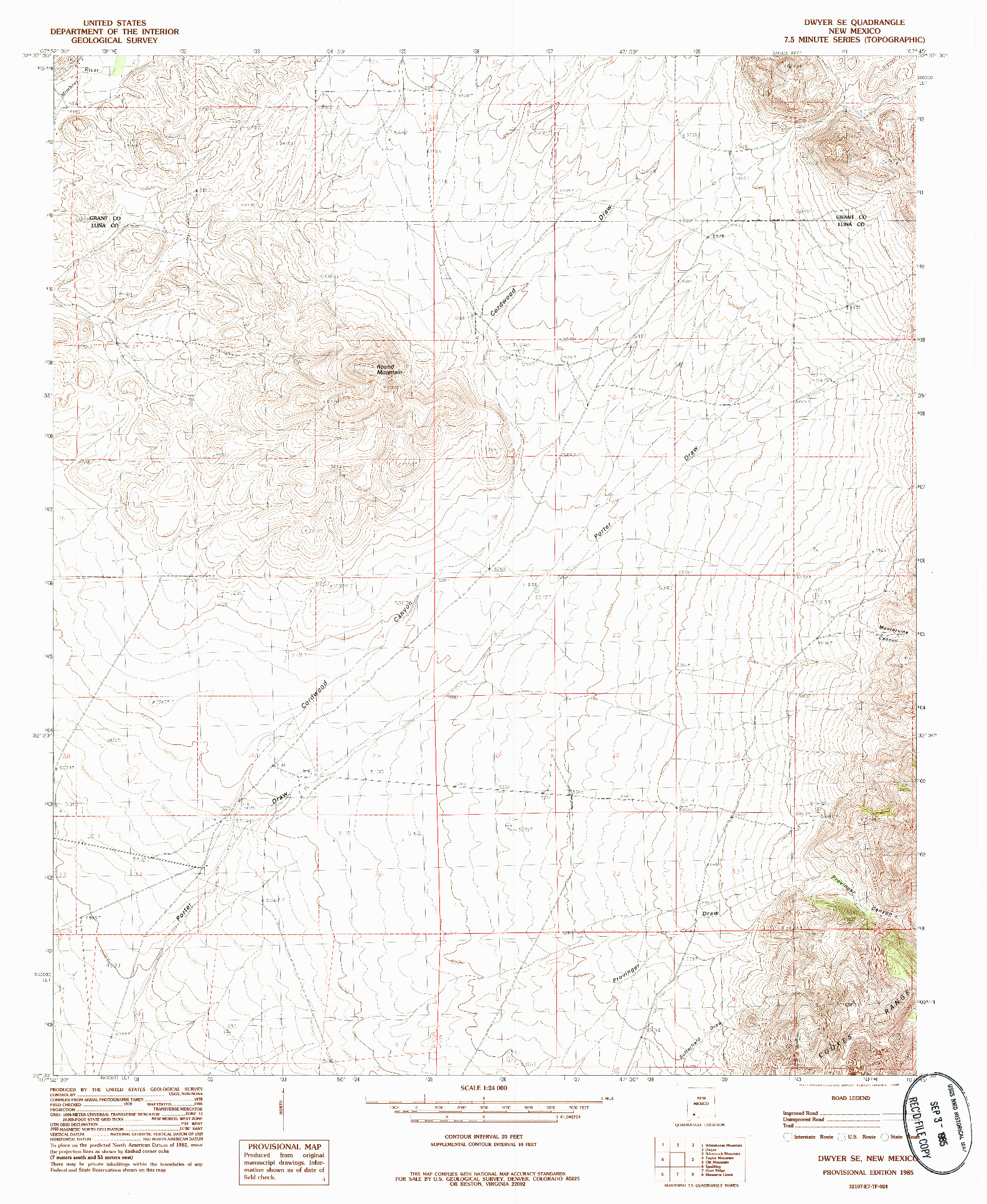 USGS 1:24000-SCALE QUADRANGLE FOR DWYER SE, NM 1985