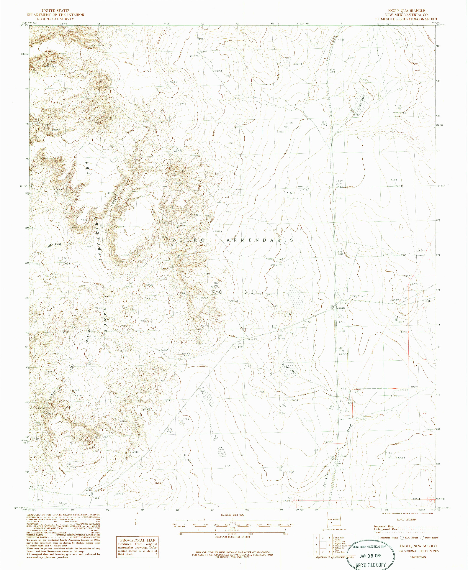 USGS 1:24000-SCALE QUADRANGLE FOR ENGLE, NM 1985