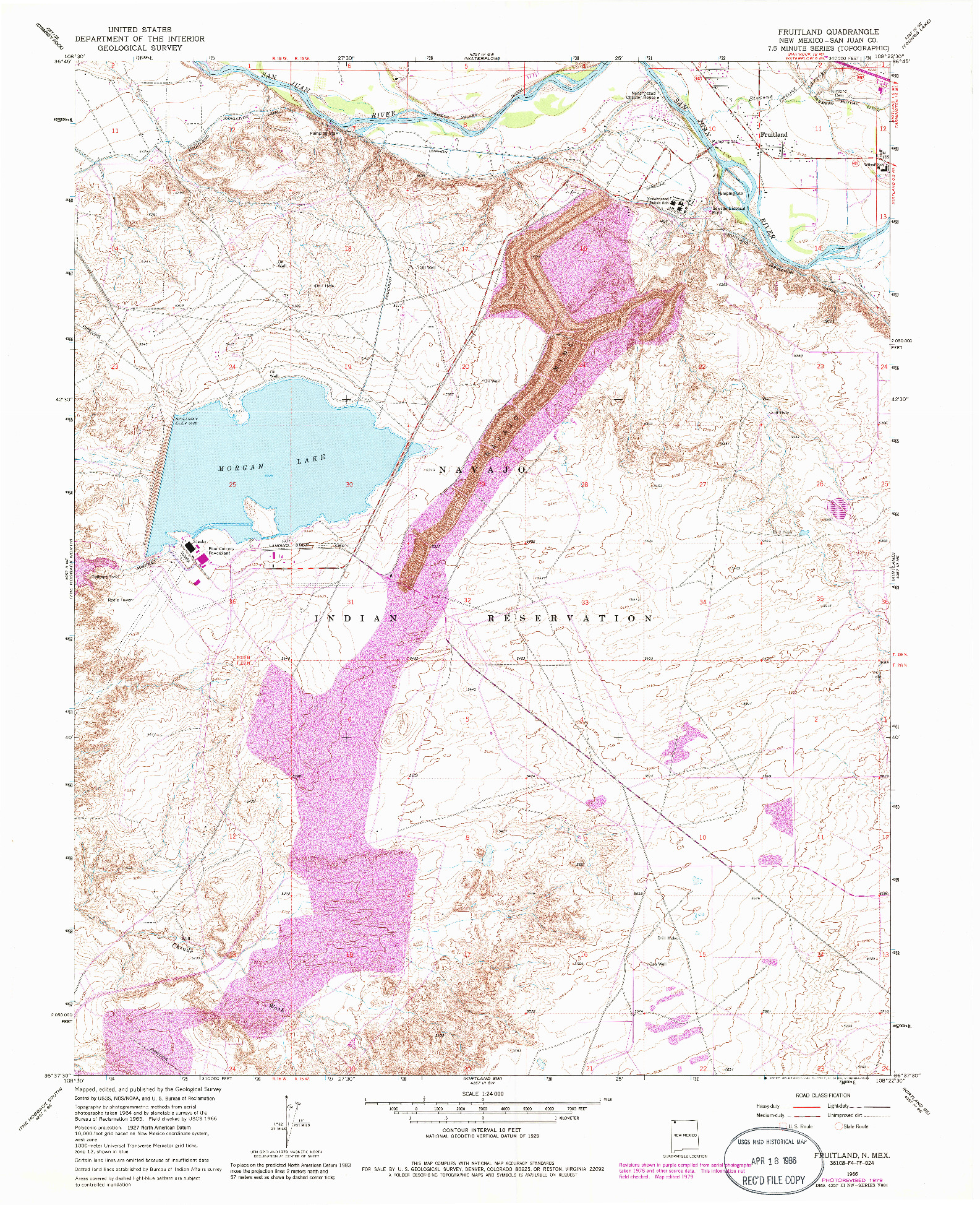 USGS 1:24000-SCALE QUADRANGLE FOR FRUITLAND, NM 1966