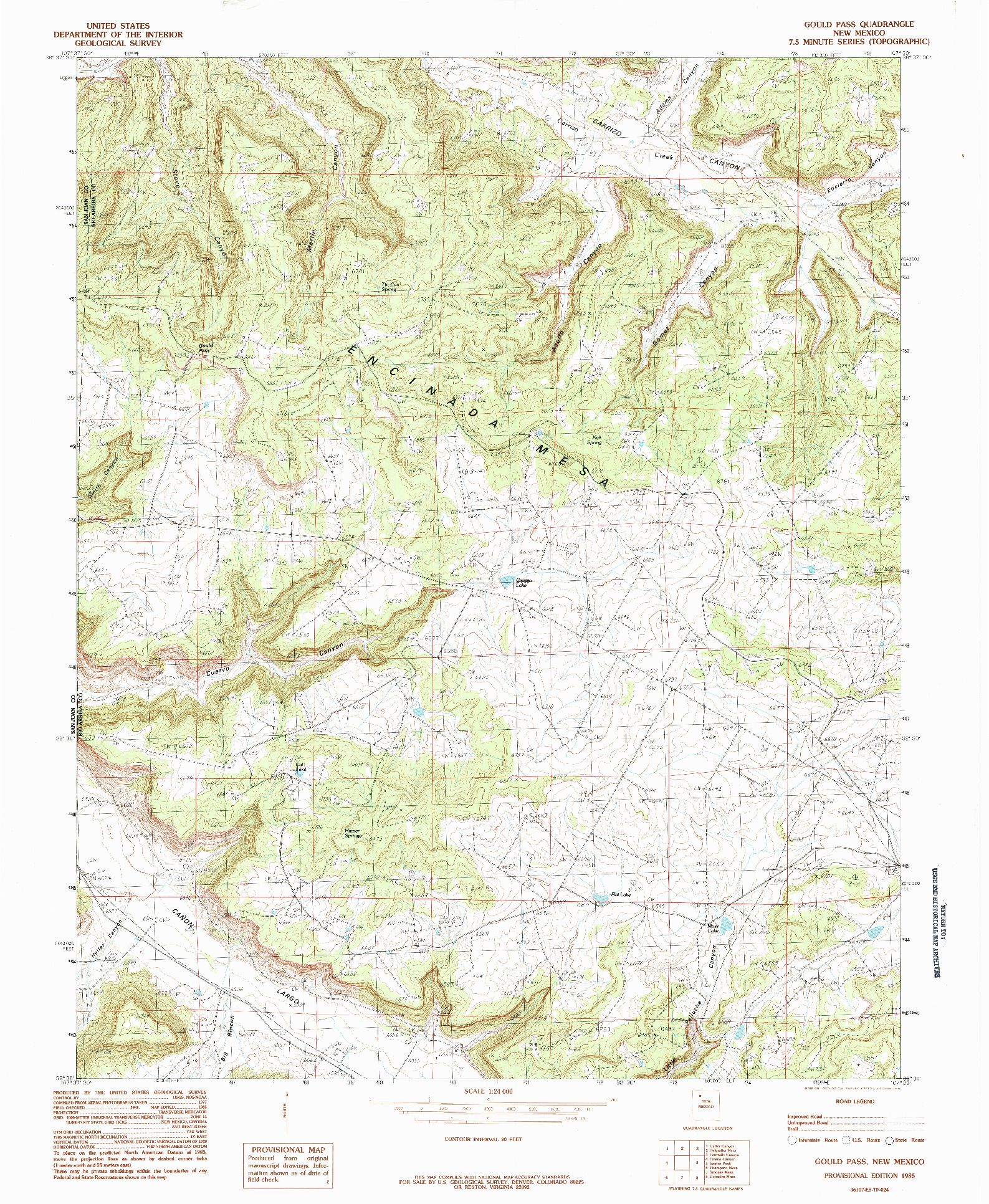 USGS 1:24000-SCALE QUADRANGLE FOR GOULD PASS, NM 1985