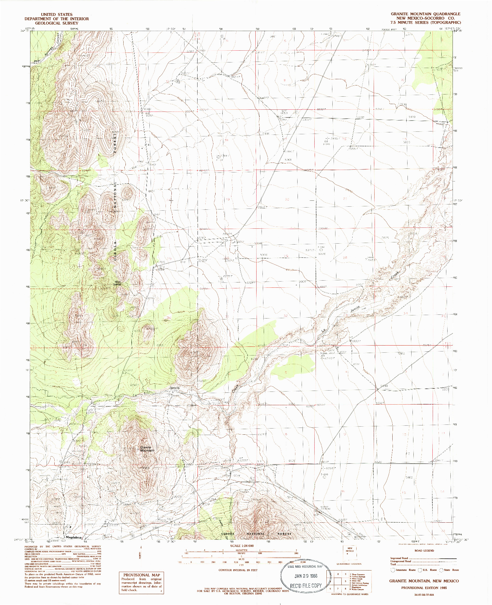 USGS 1:24000-SCALE QUADRANGLE FOR GRANITE MOUNTAIN, NM 1985