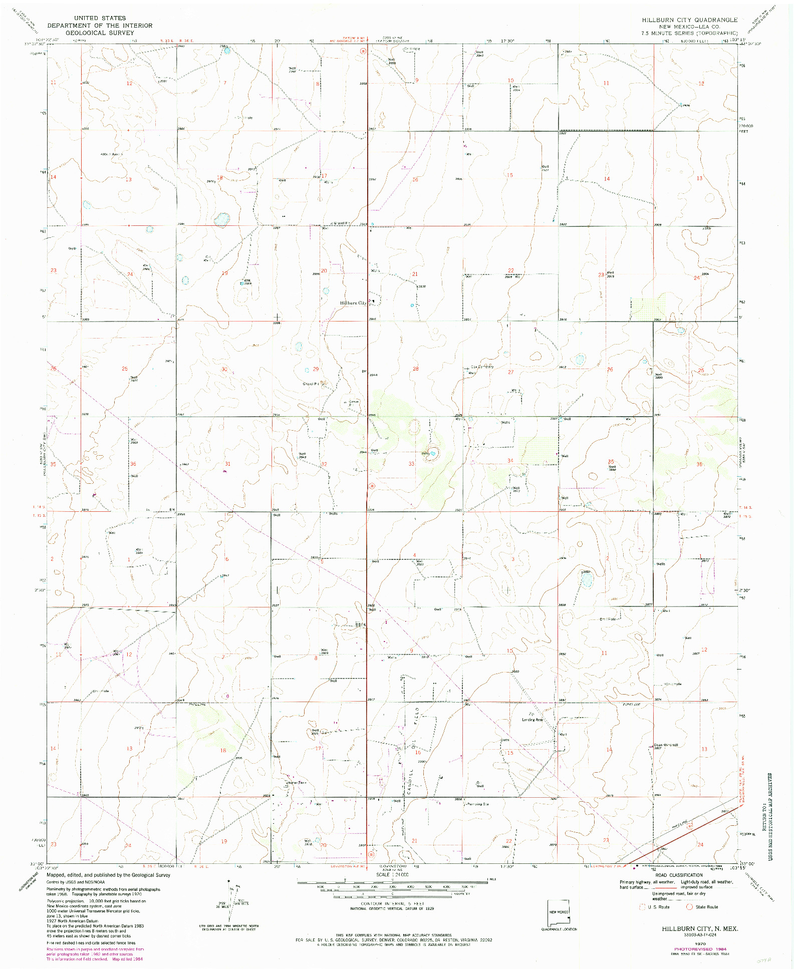 USGS 1:24000-SCALE QUADRANGLE FOR HILLBURN CITY, NM 1970