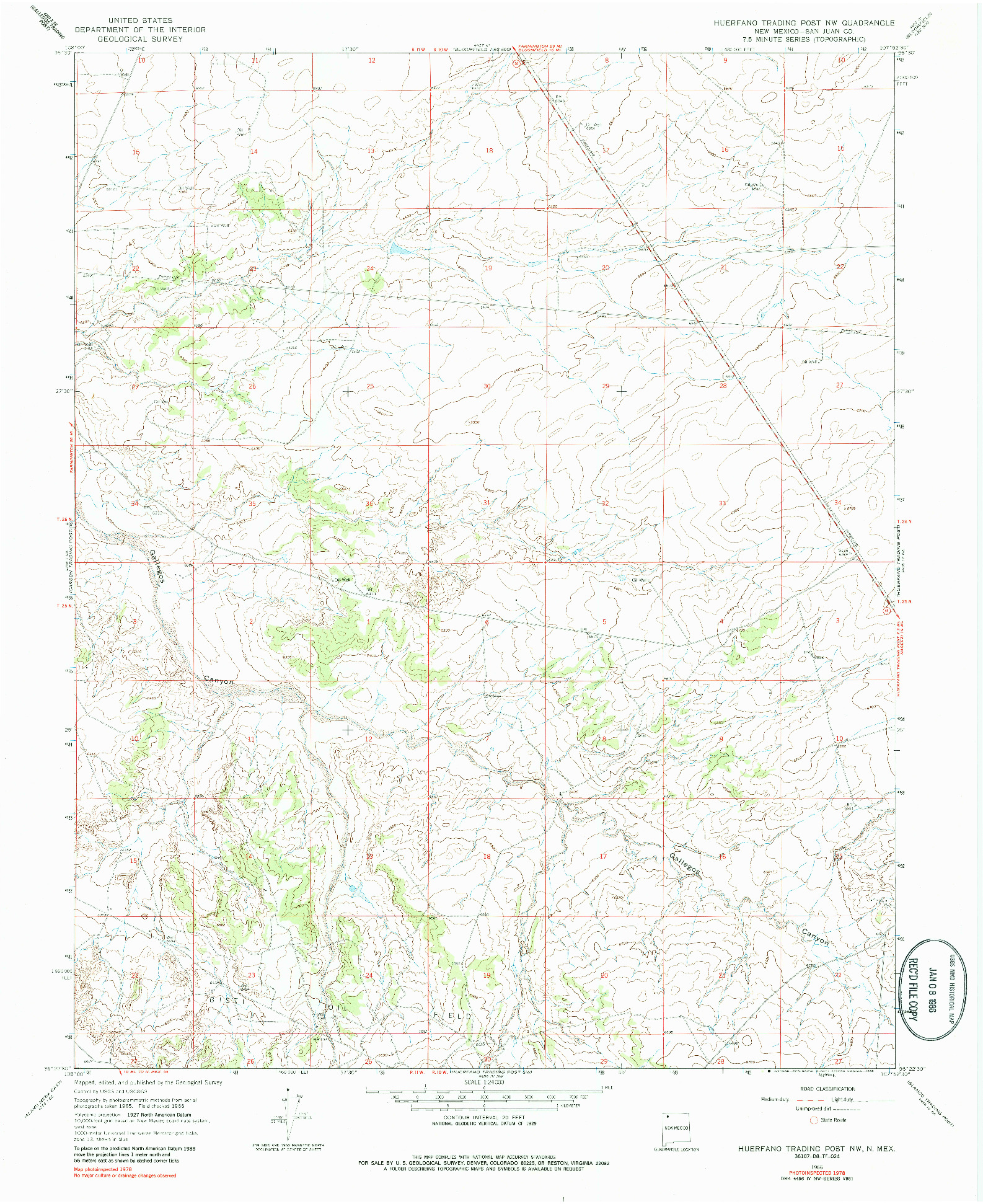 USGS 1:24000-SCALE QUADRANGLE FOR HUERFANO TRADING POST NW, NM 1966