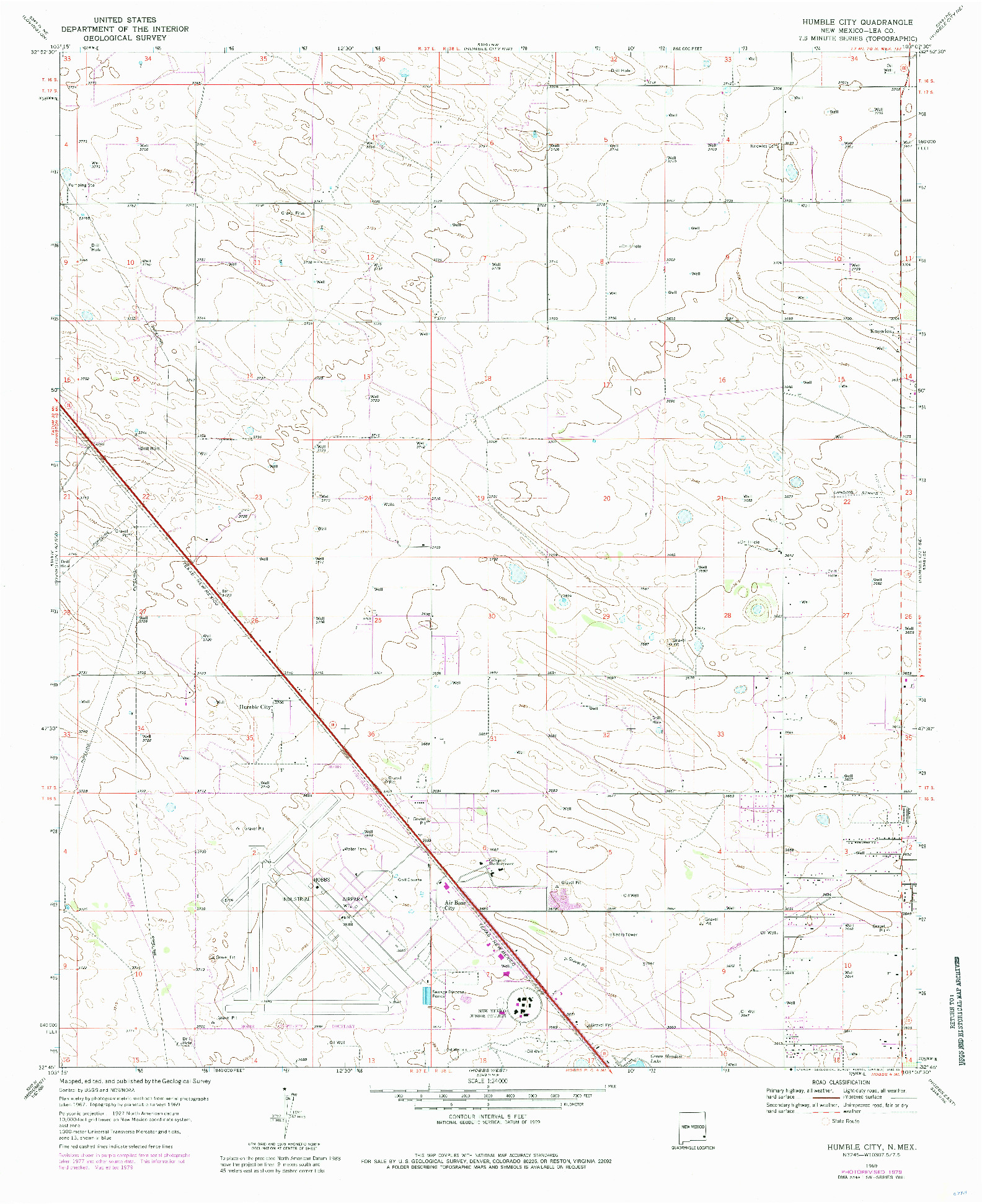 USGS 1:24000-SCALE QUADRANGLE FOR HUMBLE CITY, NM 1969