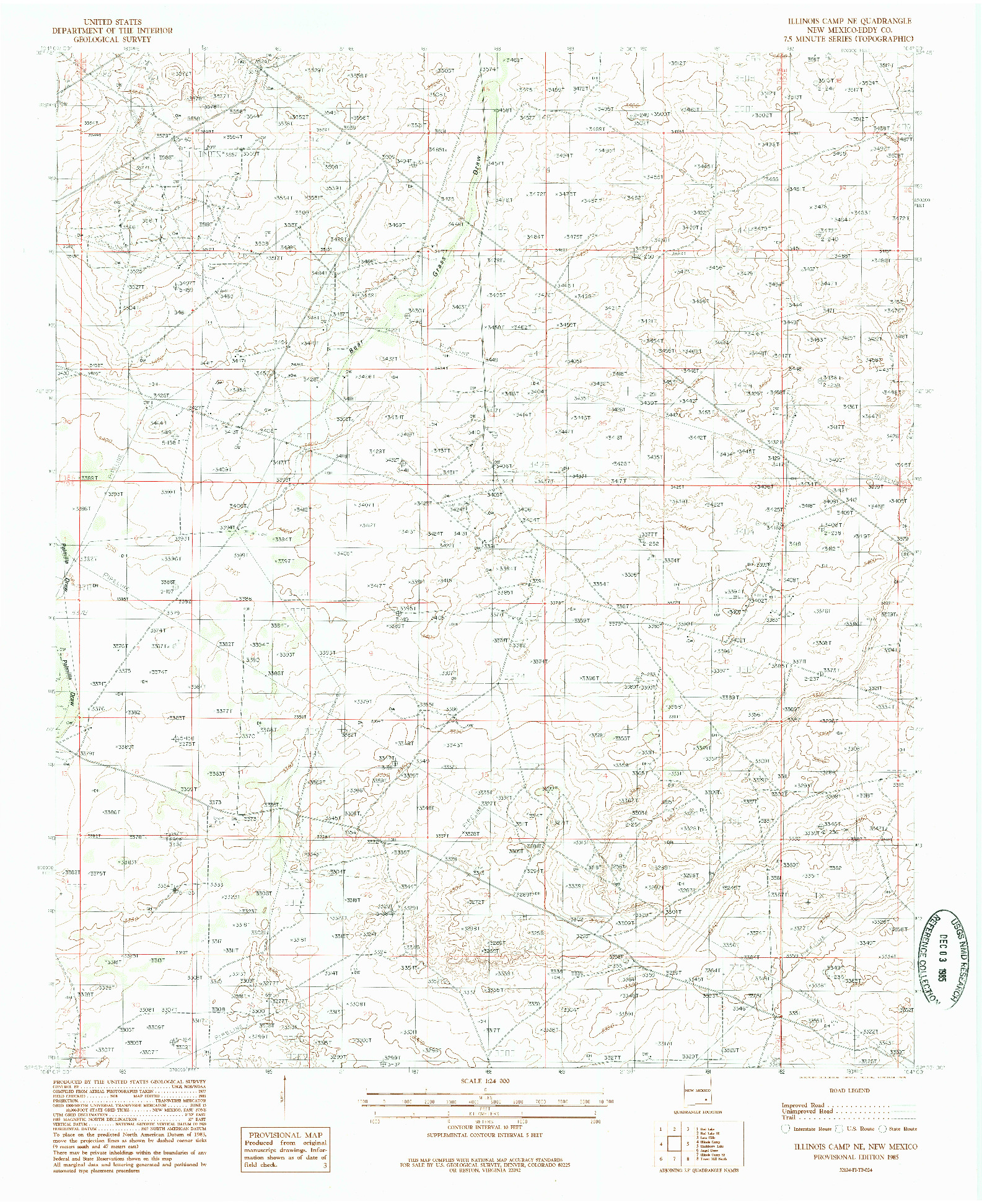 USGS 1:24000-SCALE QUADRANGLE FOR ILLINOIS CAMP NE, NM 1985