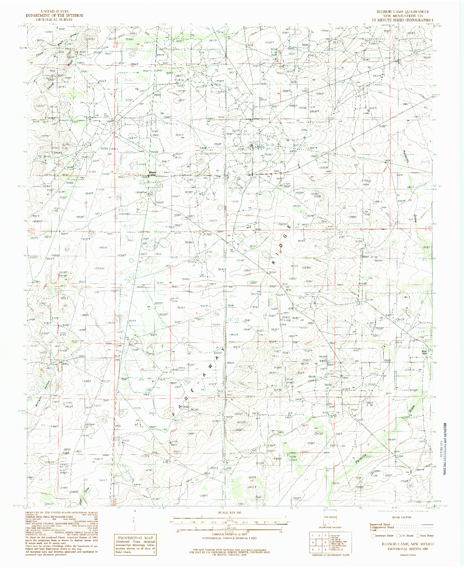 USGS 1:24000-SCALE QUADRANGLE FOR ILLINOIS CAMP, NM 1985