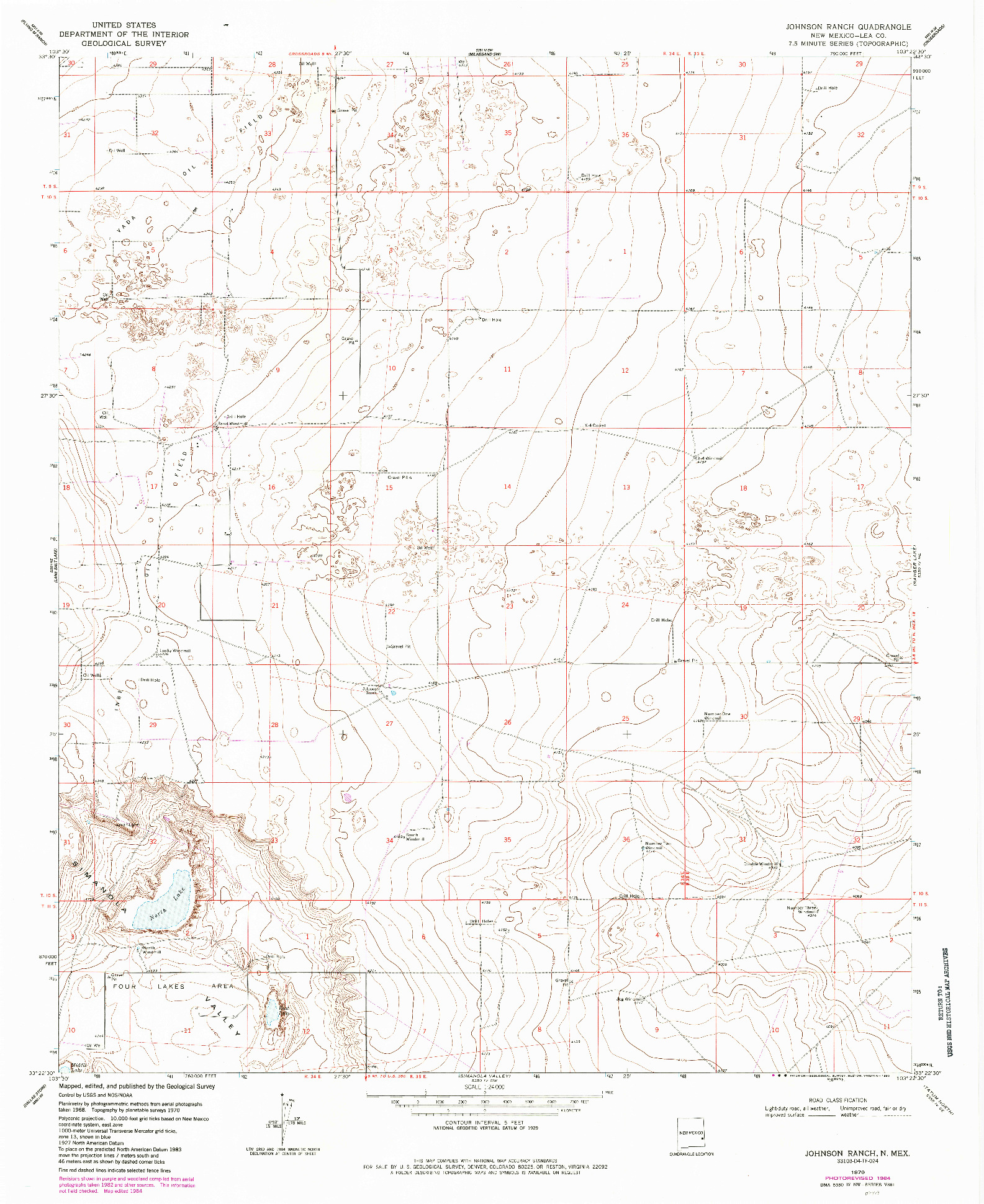 USGS 1:24000-SCALE QUADRANGLE FOR JOHNSON RANCH, NM 1970