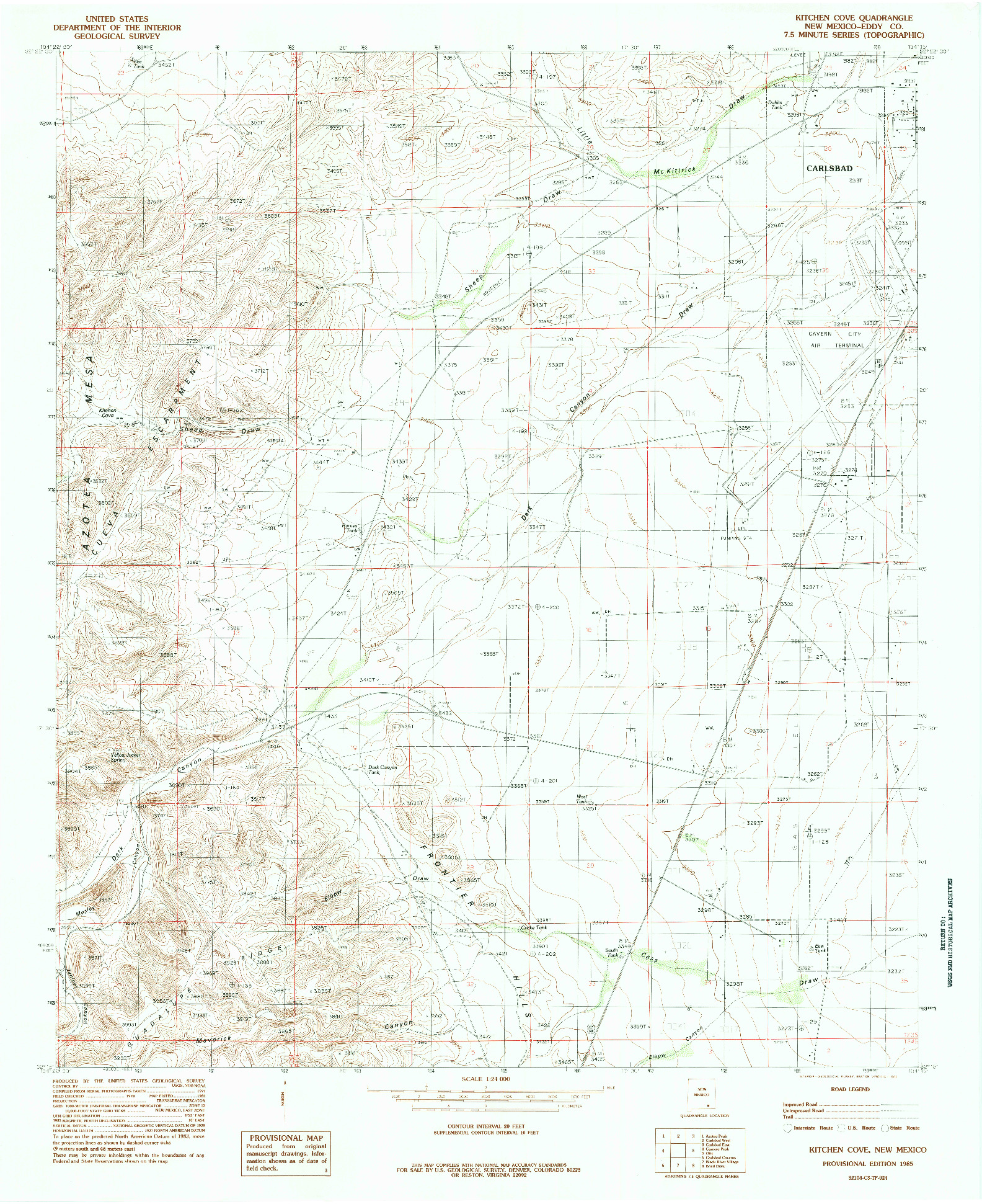 USGS 1:24000-SCALE QUADRANGLE FOR KITCHEN COVE, NM 1985