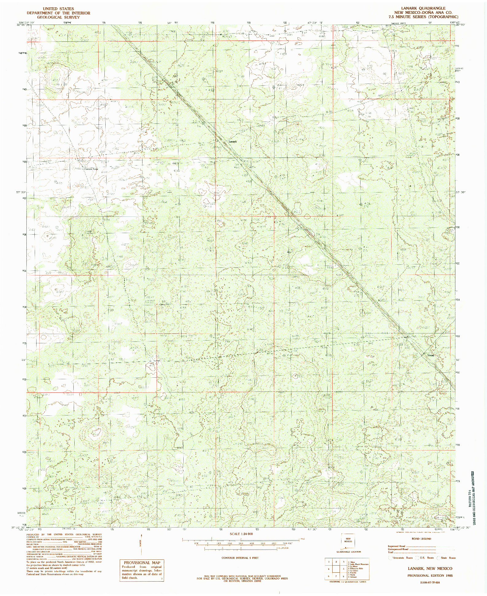 USGS 1:24000-SCALE QUADRANGLE FOR LANARK, NM 1985