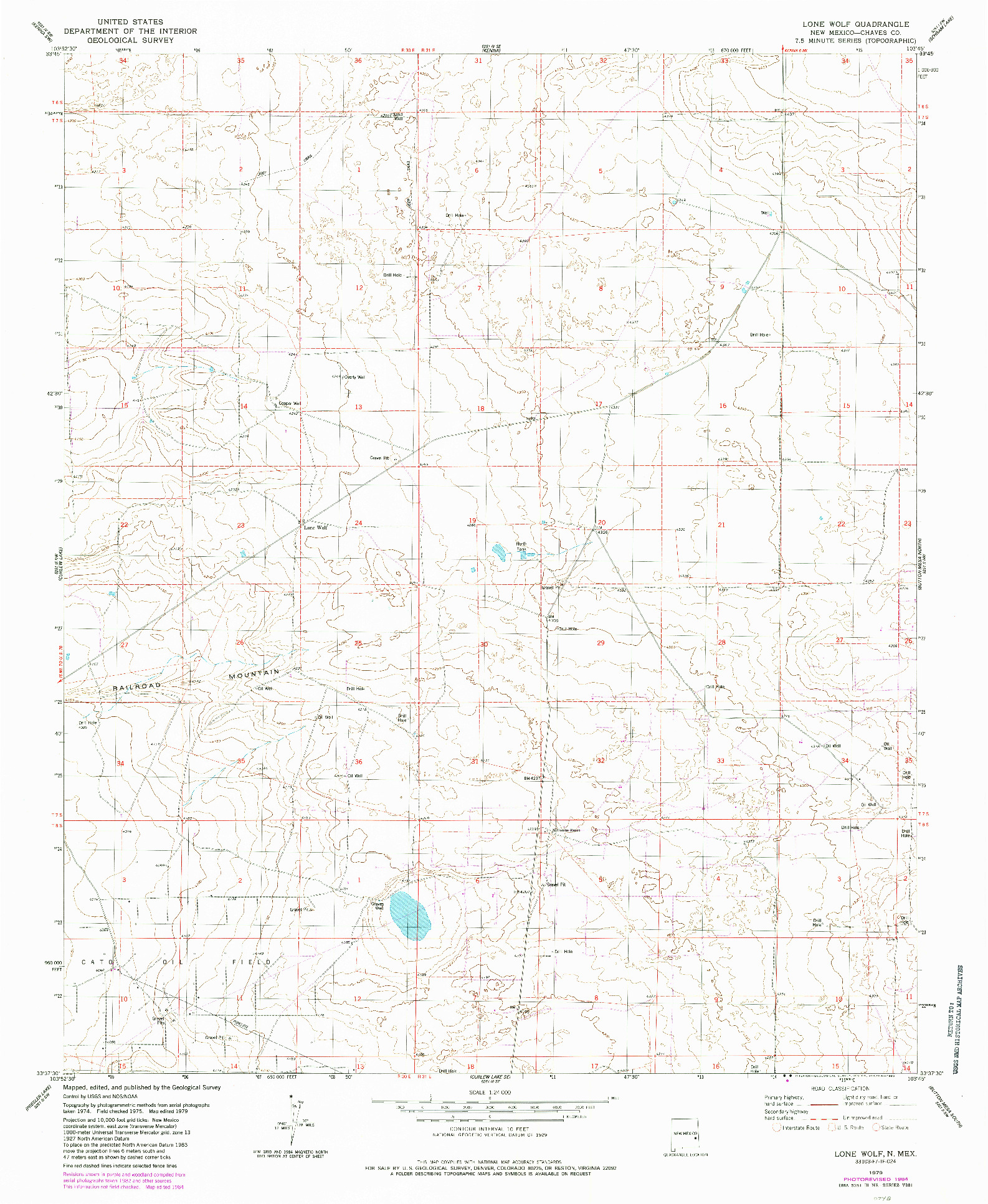 USGS 1:24000-SCALE QUADRANGLE FOR LONE WOLF, NM 1979