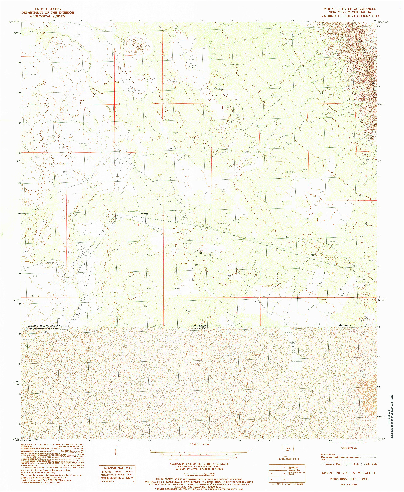 USGS 1:24000-SCALE QUADRANGLE FOR MOUNT RILEY SE, NM 1985