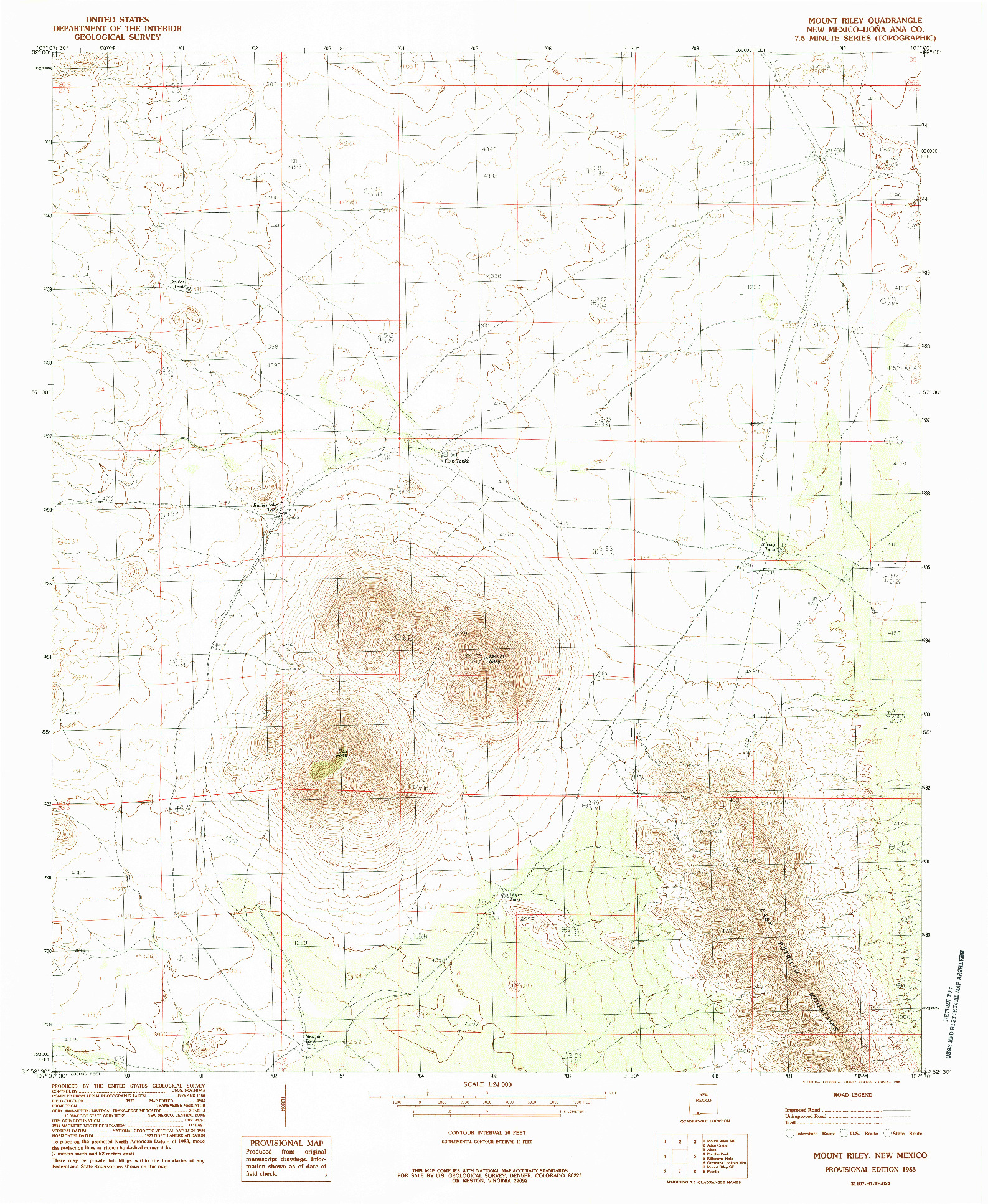 USGS 1:24000-SCALE QUADRANGLE FOR MOUNT RILEY, NM 1985