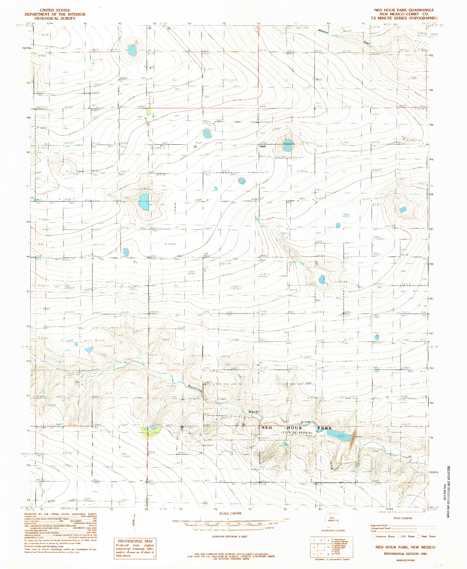 USGS 1:24000-SCALE QUADRANGLE FOR NED HOUK PARK, NM 1985
