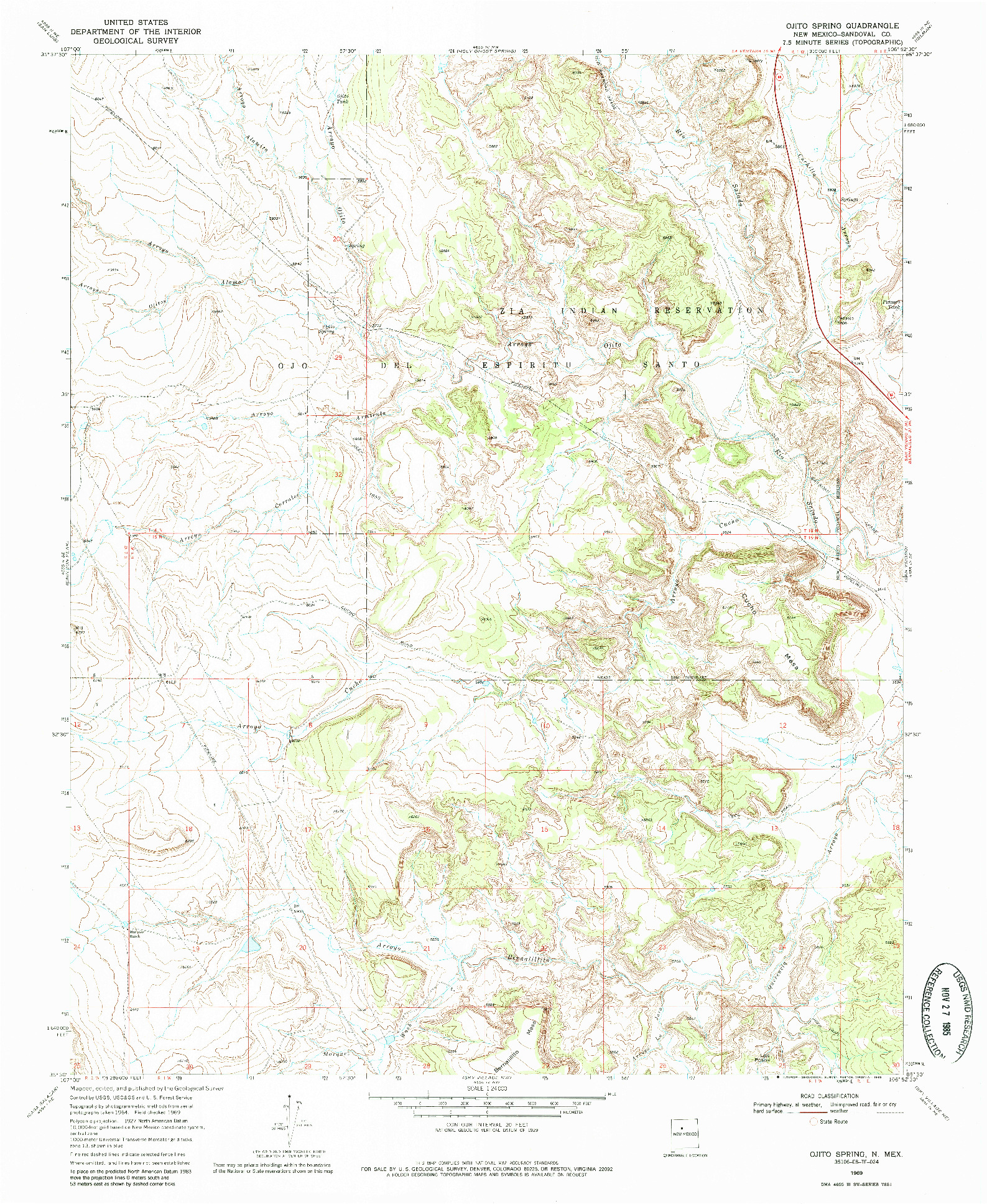 USGS 1:24000-SCALE QUADRANGLE FOR OJITO SPRING, NM 1969