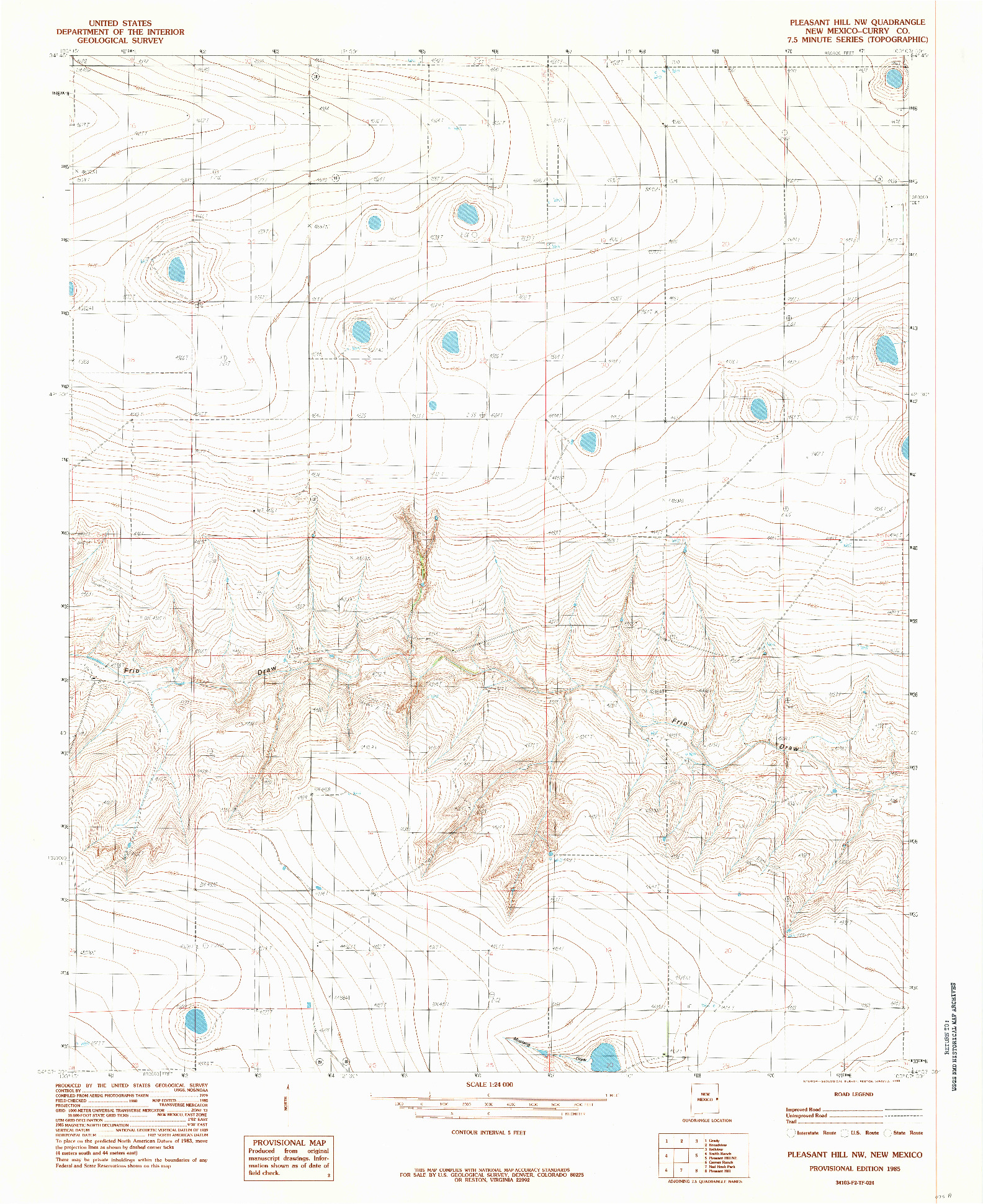 USGS 1:24000-SCALE QUADRANGLE FOR PLEASANT HILL NW, NM 1985