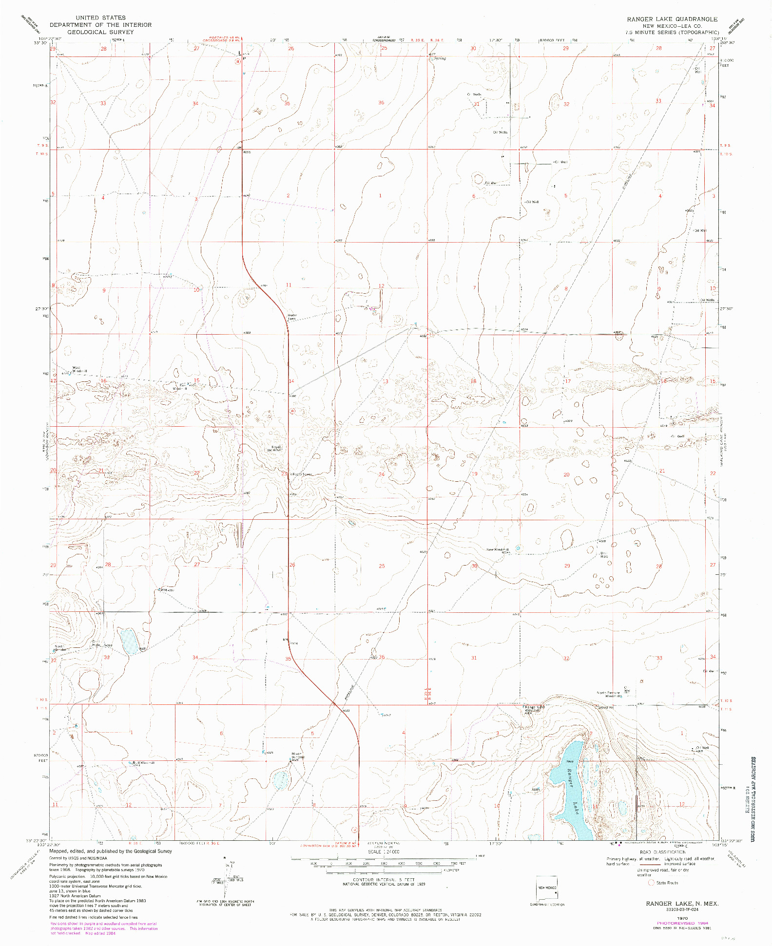 USGS 1:24000-SCALE QUADRANGLE FOR RANGER LAKE, NM 1970