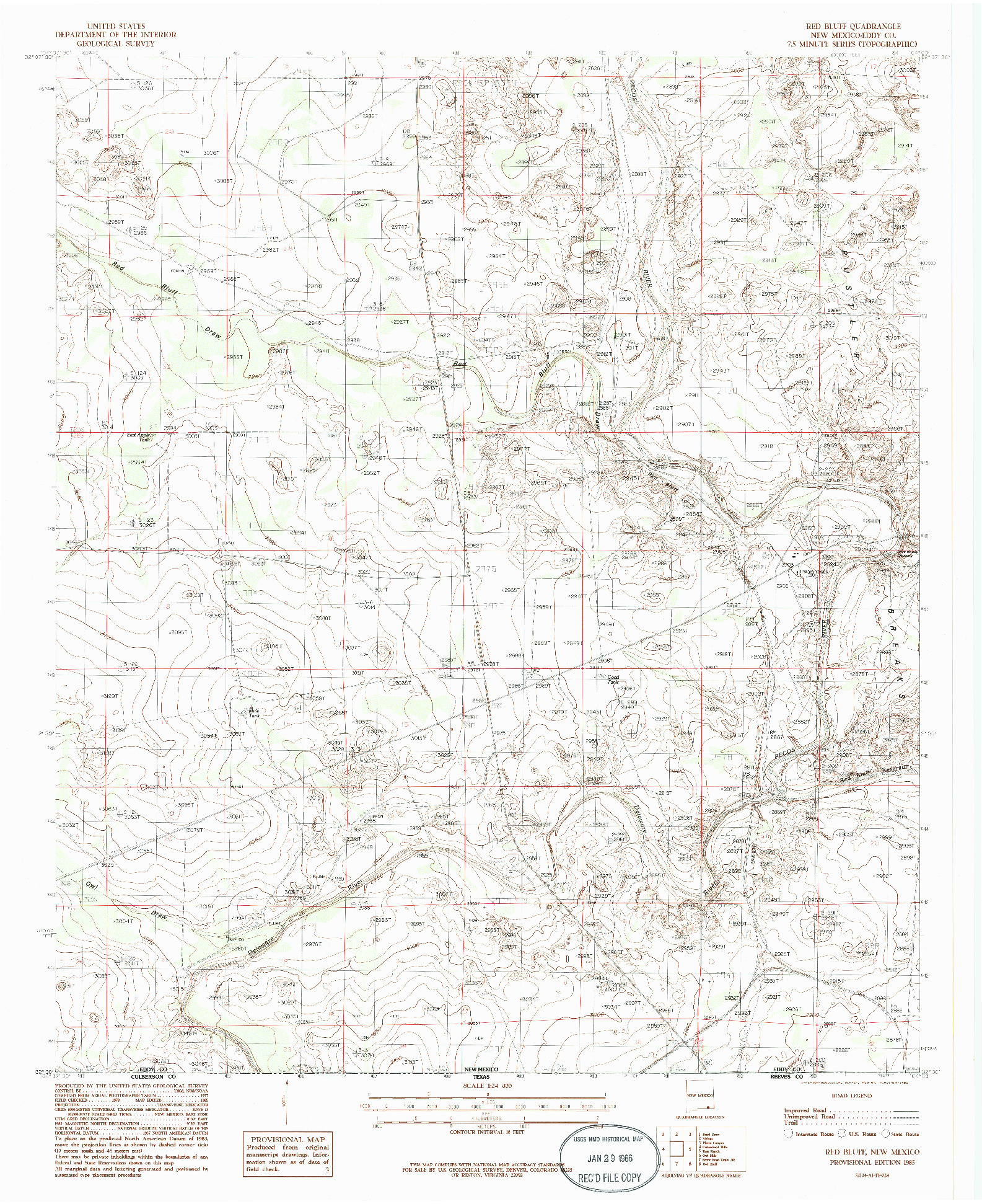 USGS 1:24000-SCALE QUADRANGLE FOR RED BLUFF, NM 1985