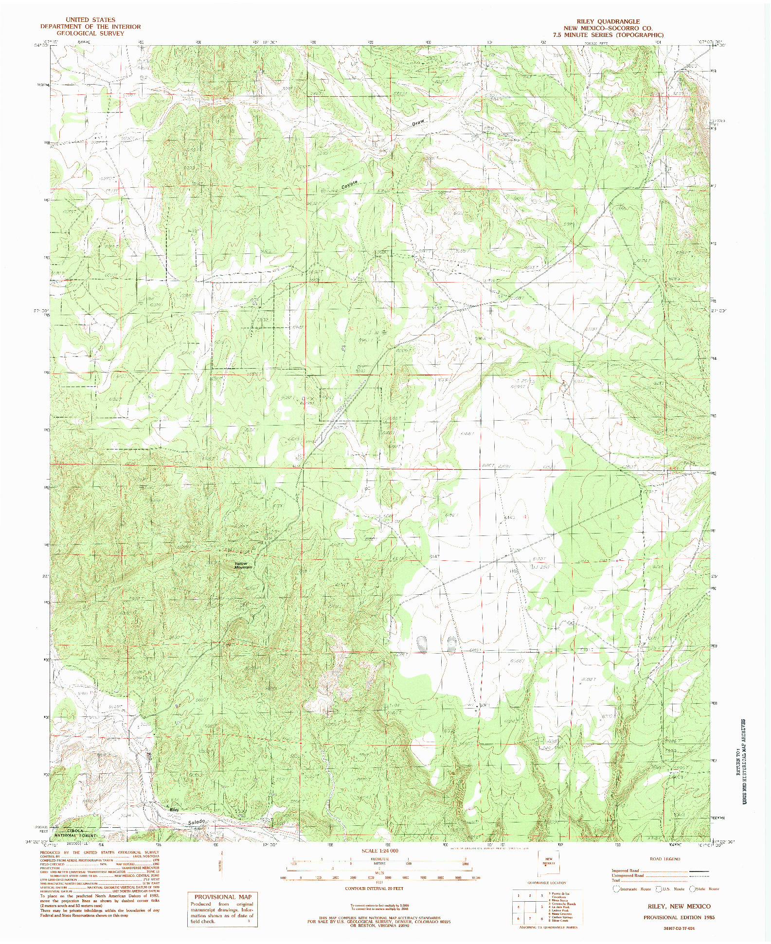USGS 1:24000-SCALE QUADRANGLE FOR RILEY, NM 1985
