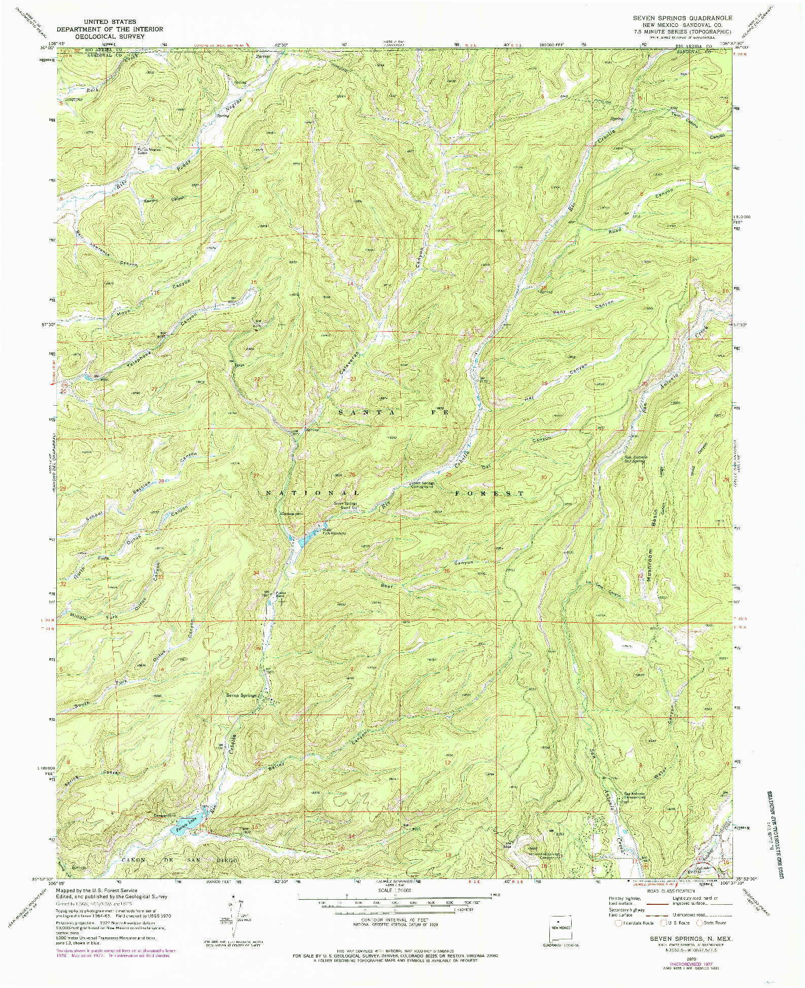USGS 1:24000-SCALE QUADRANGLE FOR SEVEN SPRINGS, NM 1970