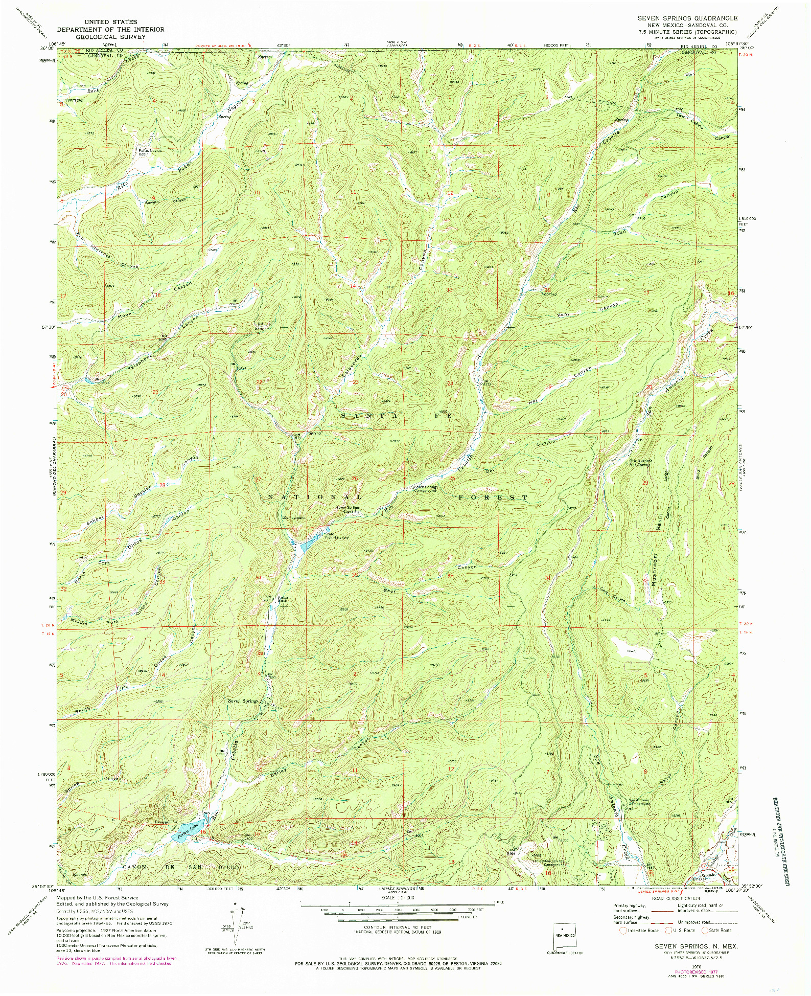 USGS 1:24000-SCALE QUADRANGLE FOR SEVEN SPRINGS, NM 1970