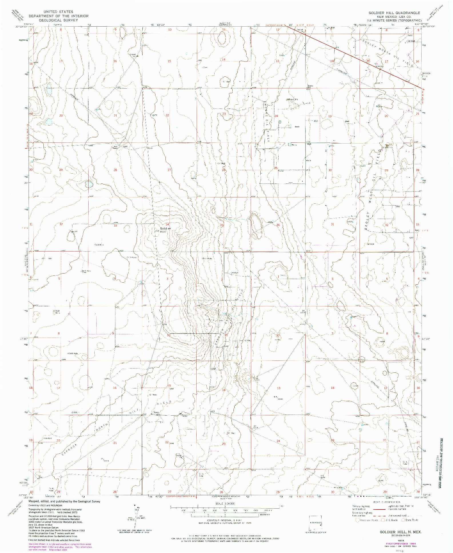 USGS 1:24000-SCALE QUADRANGLE FOR SOLDIER HILL, NM 1973