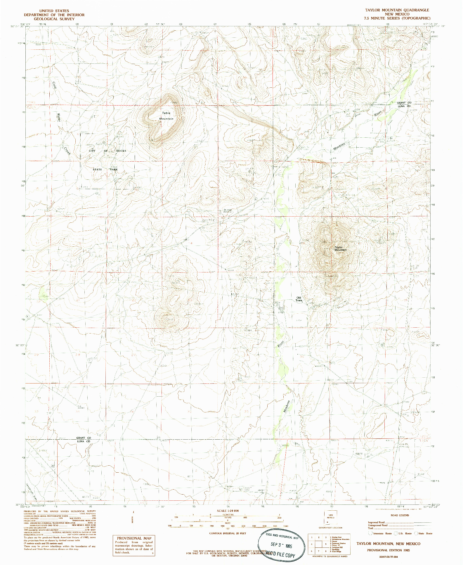 USGS 1:24000-SCALE QUADRANGLE FOR TAYLOR MOUNTAIN, NM 1985