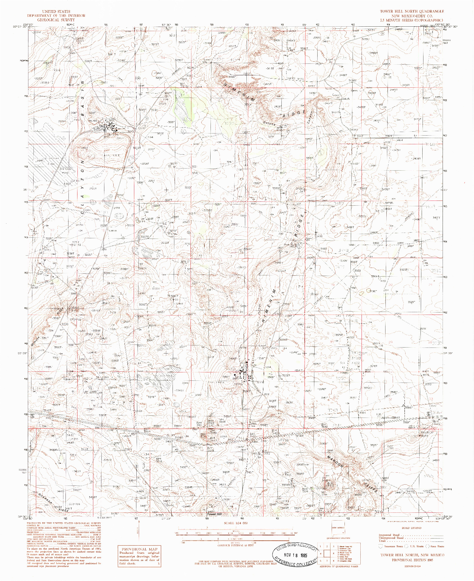USGS 1:24000-SCALE QUADRANGLE FOR TOWER HILL NORTH, NM 1985
