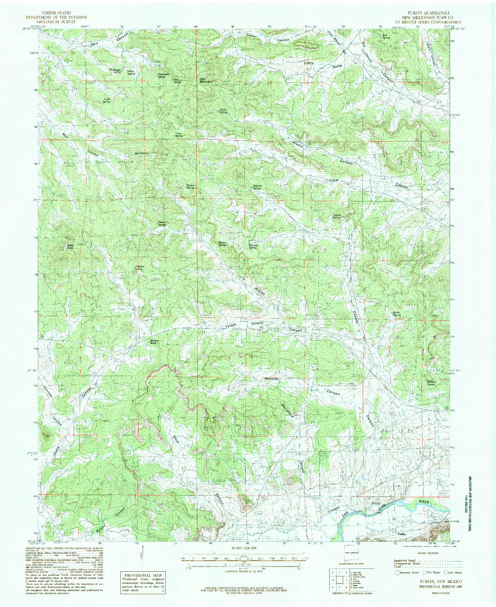 USGS 1:24000-SCALE QUADRANGLE FOR TURLEY, NM 1985
