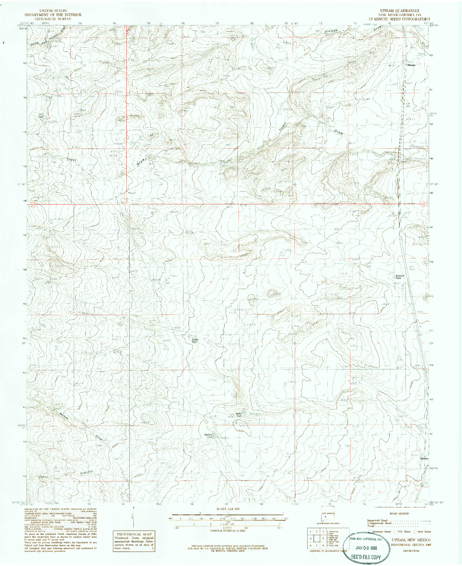 USGS 1:24000-SCALE QUADRANGLE FOR UPHAM, NM 1985