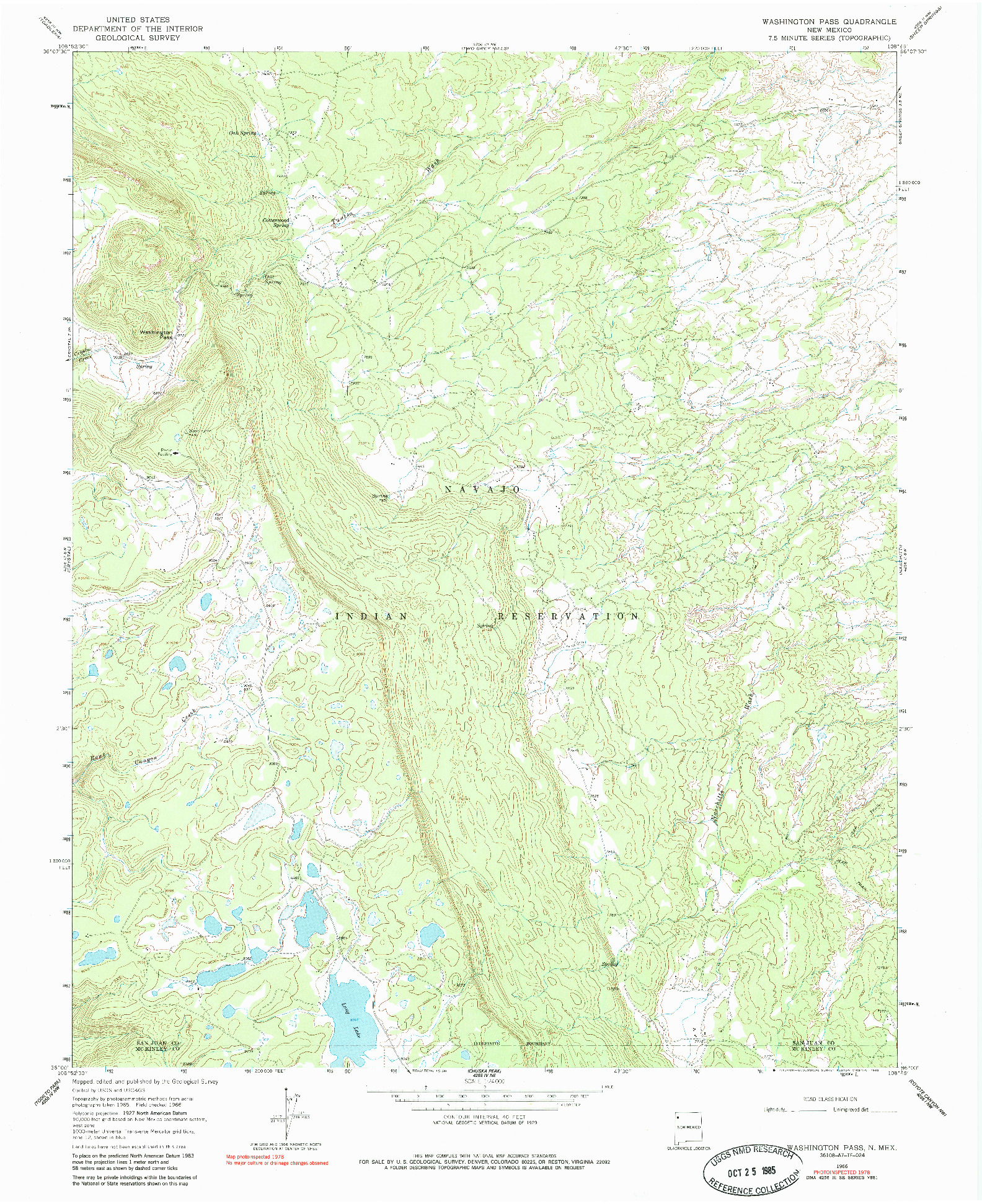 USGS 1:24000-SCALE QUADRANGLE FOR WASHINGTON PASS, NM 1966