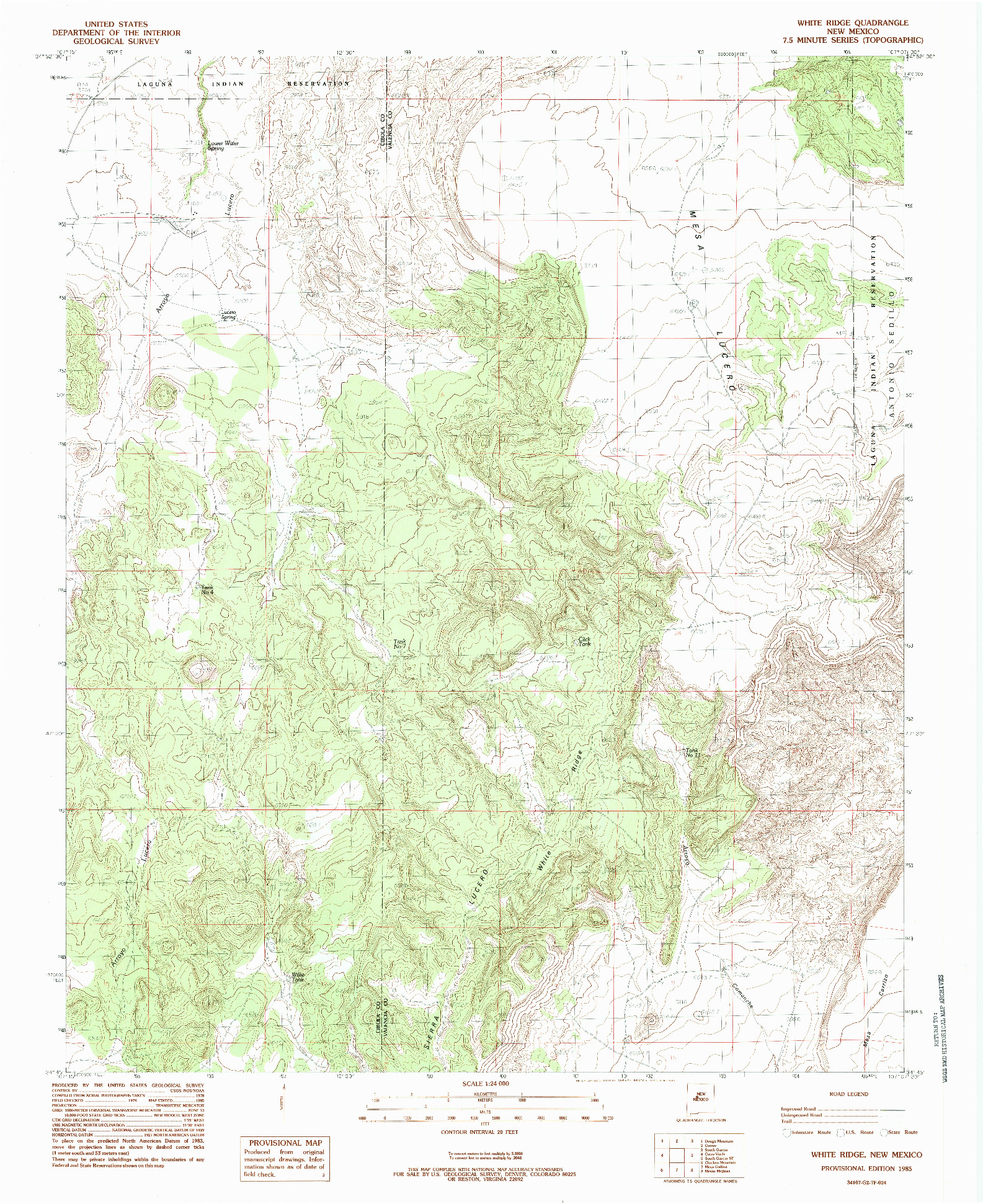 USGS 1:24000-SCALE QUADRANGLE FOR WHITE RIDGE, NM 1985