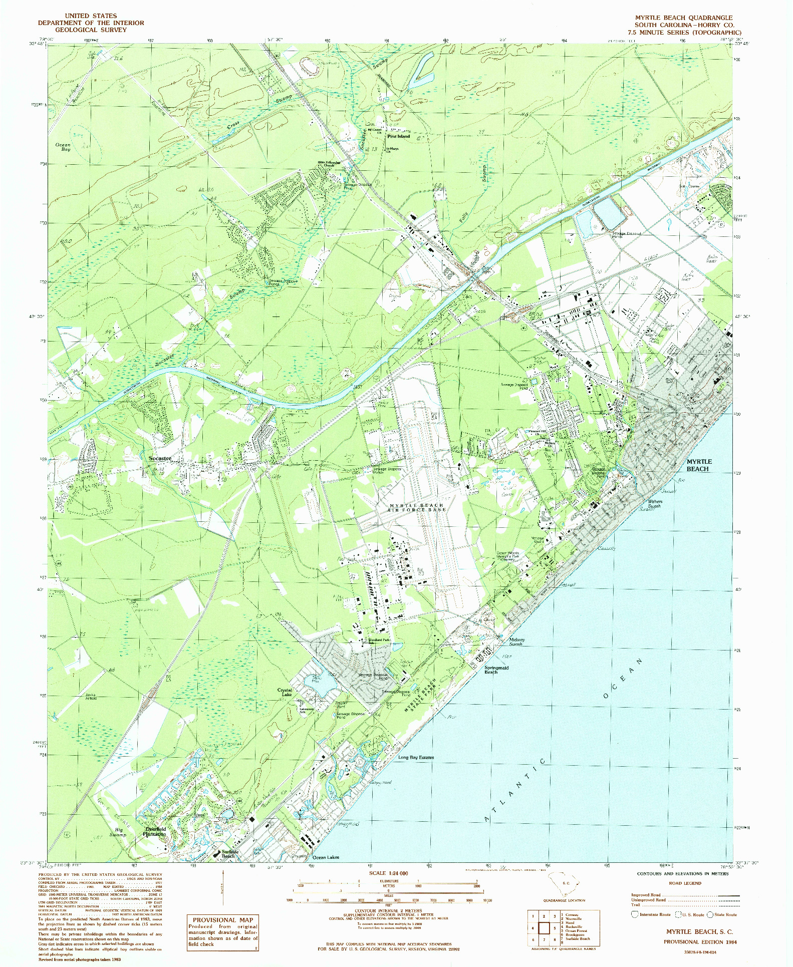 USGS 1:24000-SCALE QUADRANGLE FOR MYRTLE BEACH, SC 1984