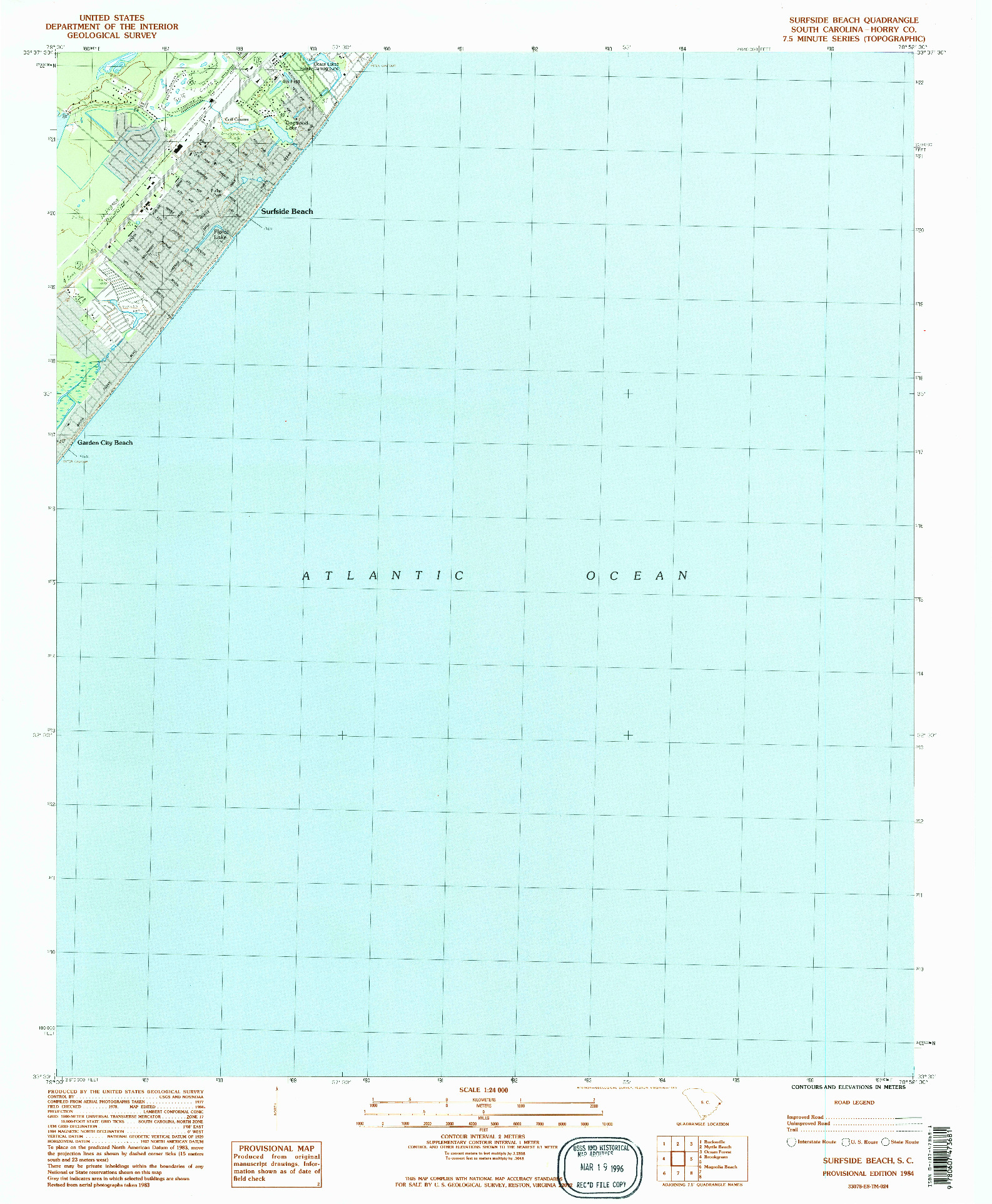 USGS 1:24000-SCALE QUADRANGLE FOR SURFSIDE BEACH, SC 1984